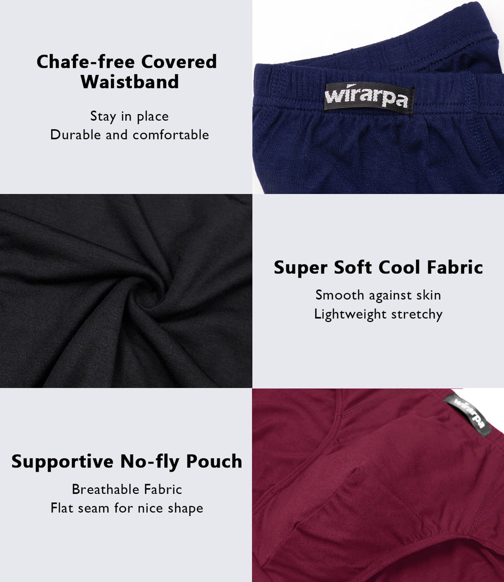 wirarpa Men's Underwear Modal Microfiber Briefs No Fly Underpants 4 Pack Sizes S-3XL