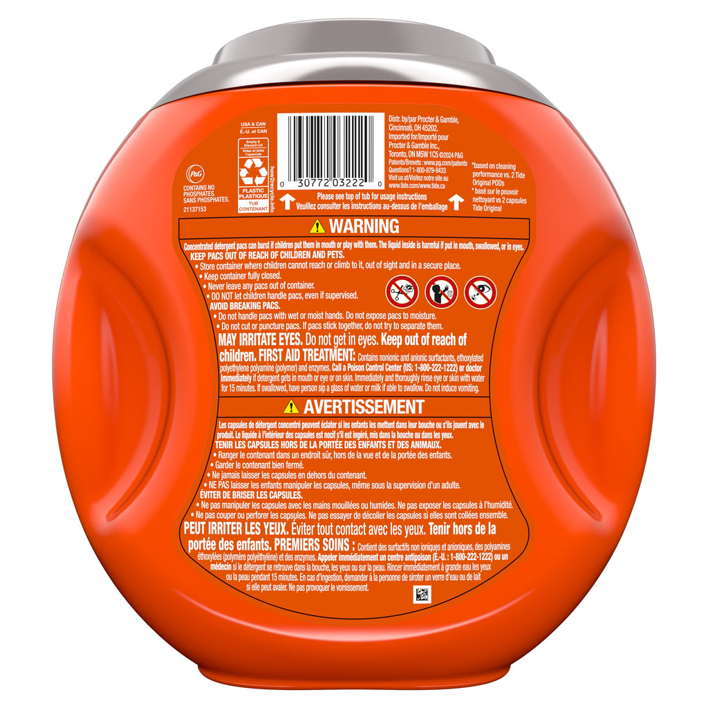 Tide Power PODS Laundry Detergent Soap Pacs with Odor Defense + Oxi, Original Scent, 45 Count