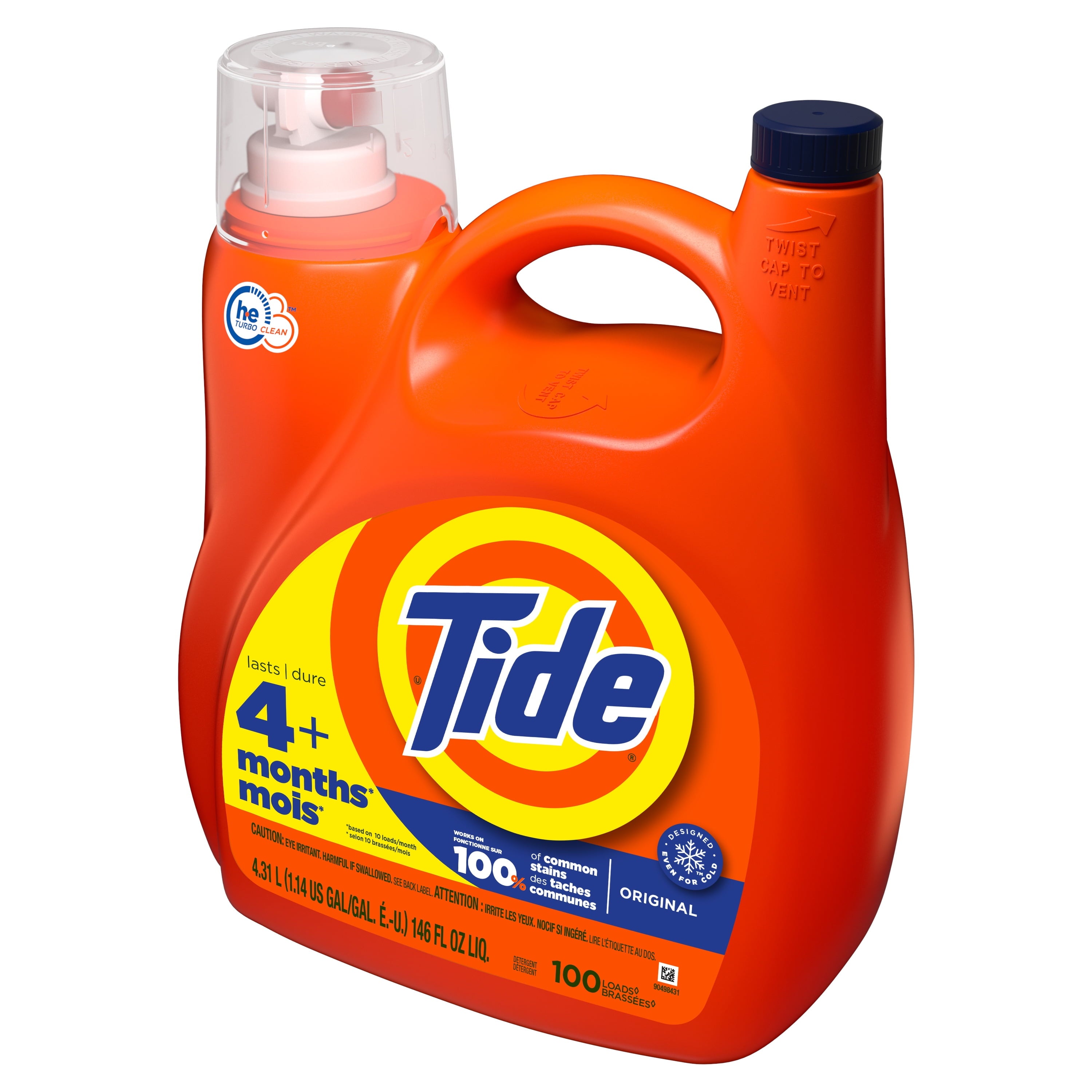 Tide Liquid Laundry Detergent, Original, 100 Loads, 146 fl oz, HE Compatible
