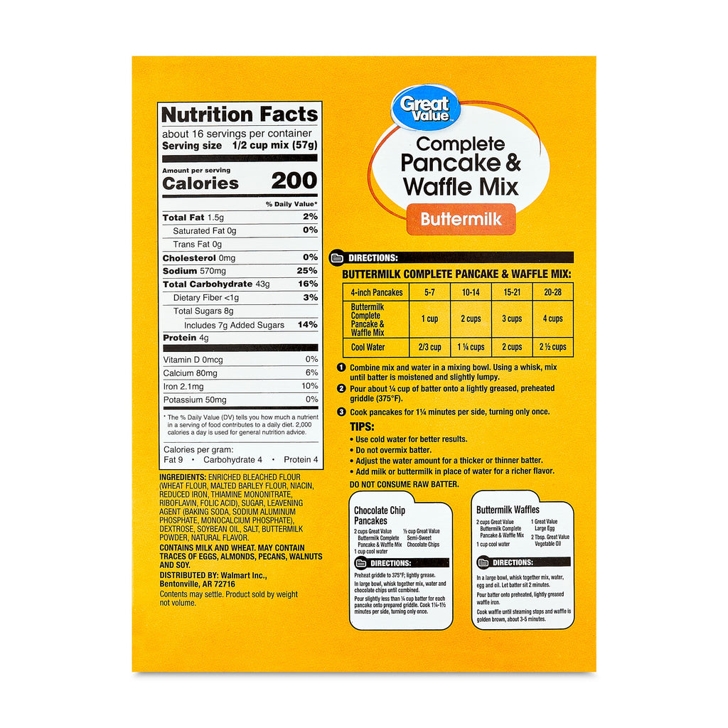 Great Value Complete Pancake & Waffle Mix, Buttermilk, 32 oz