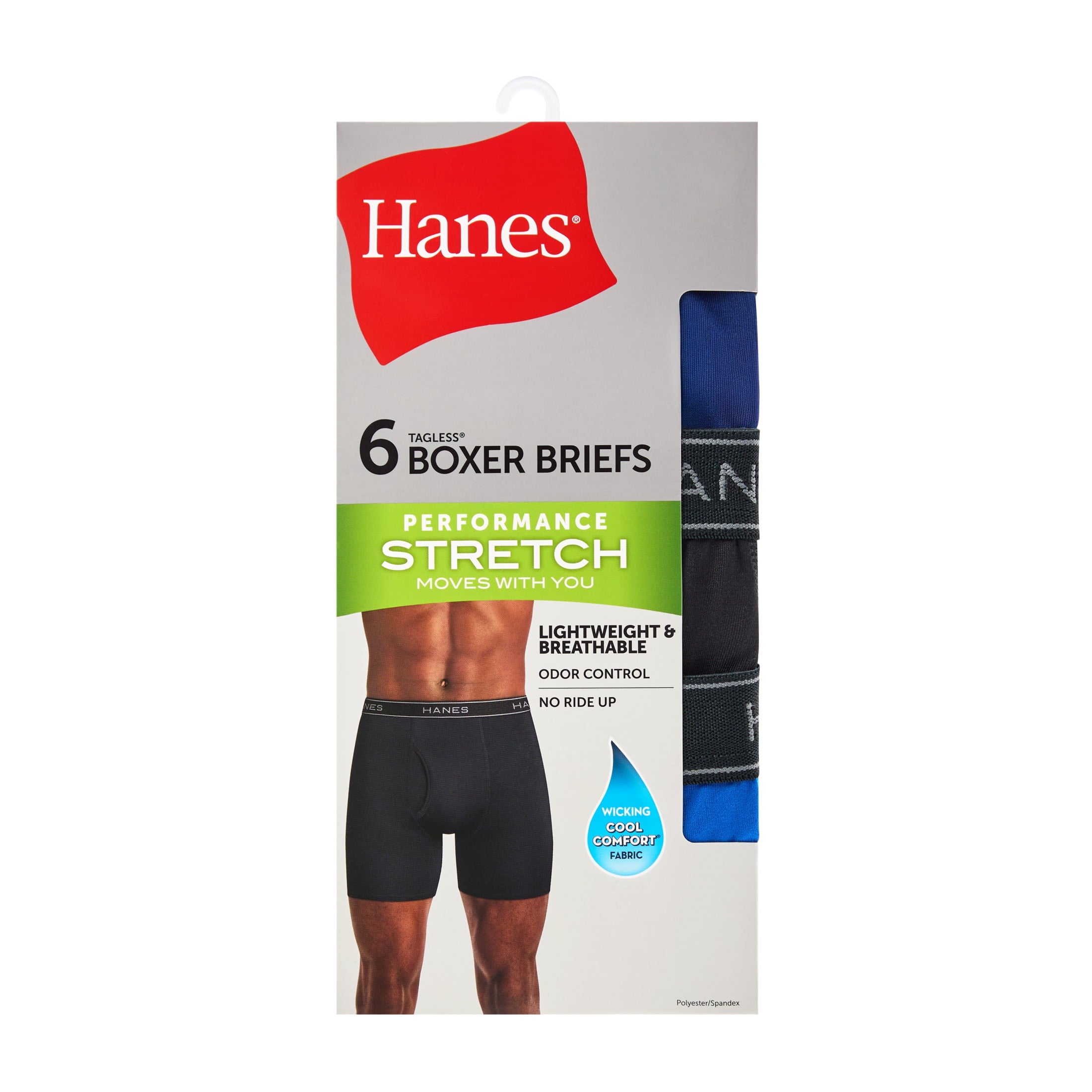 Hanes Mens Underwear Briefs, 3-Pack, Performance Stretch Boxer Brief Underwear, Moisture Wicking