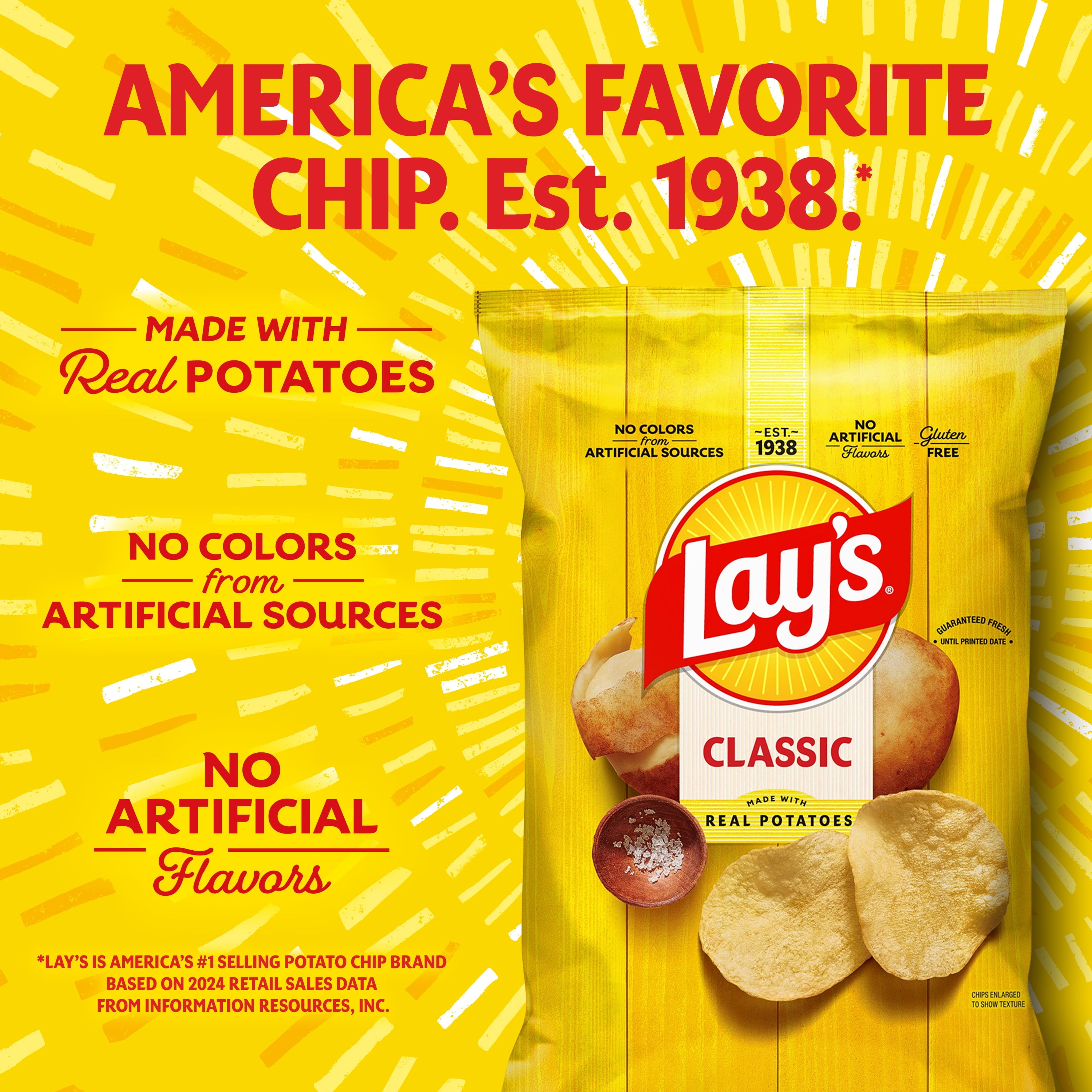 Lay's Classic Potato Chips, Party Size, 13 oz Bag