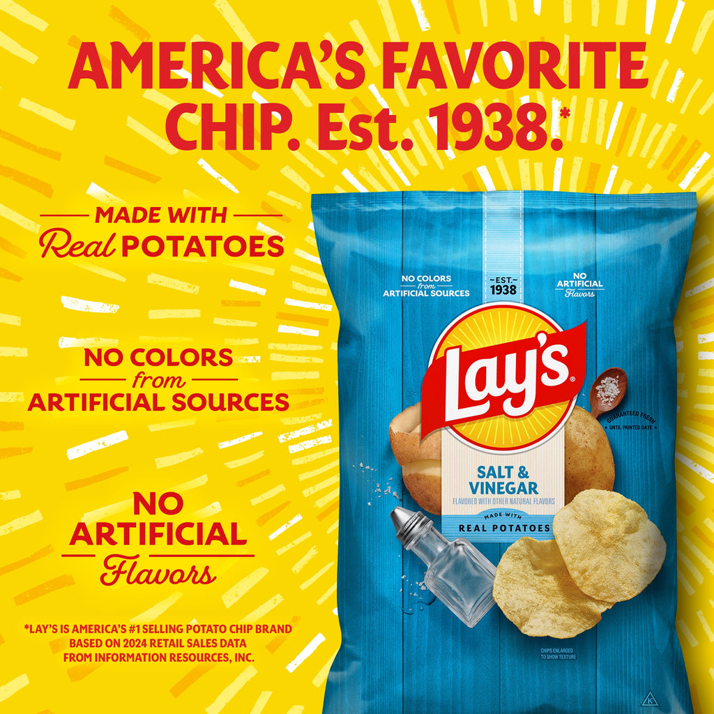 Lay's Potato Chips Salt & Vinegar Snack Chips, 7.75 Ounce Bag