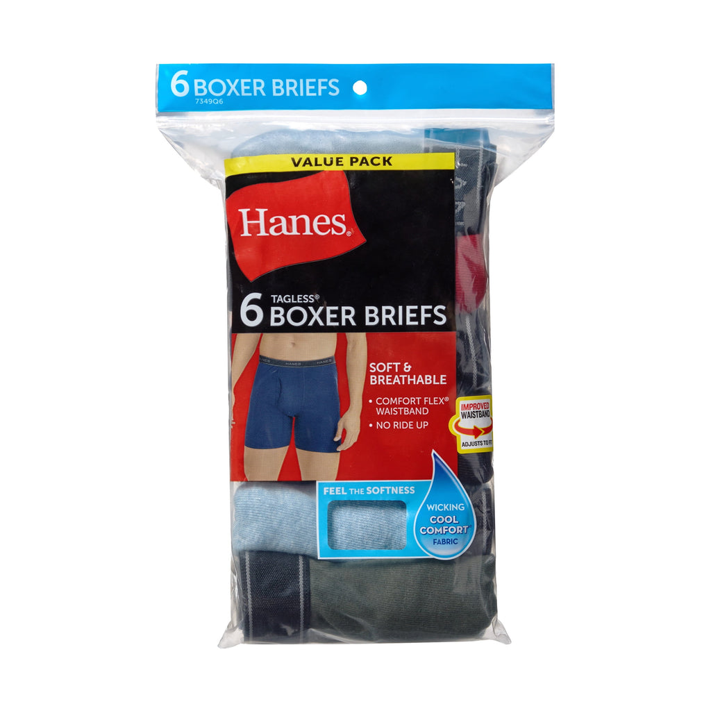 Underwear Boxer Briefs Pack, Cool & Breathable Cotton Underwear for Men, No-Ride-Up, Moisture Wicking, 6 Pack