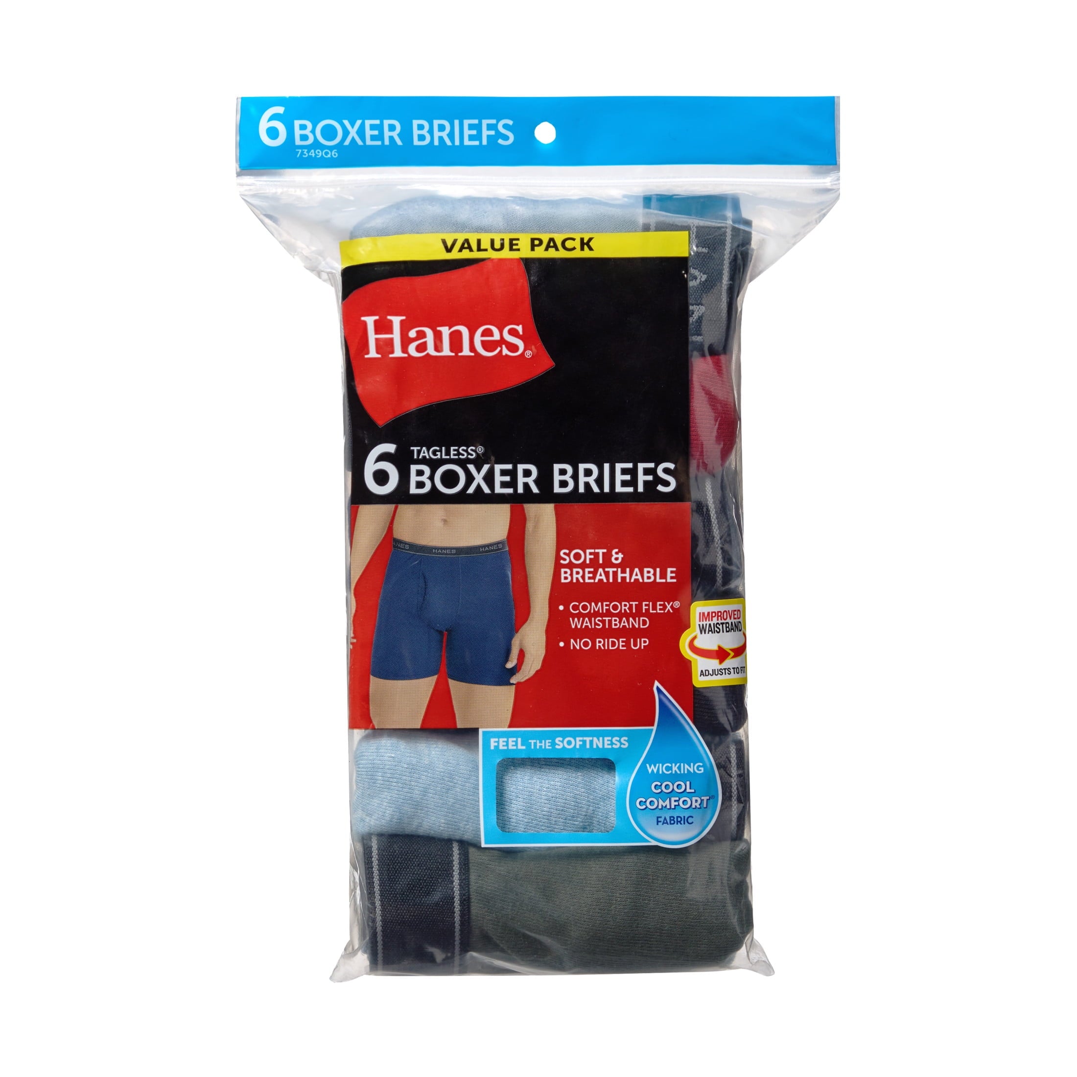 Underwear Boxer Briefs Pack, Cool & Breathable Cotton Underwear for Men, No-Ride-Up, Moisture Wicking, 6 Pack