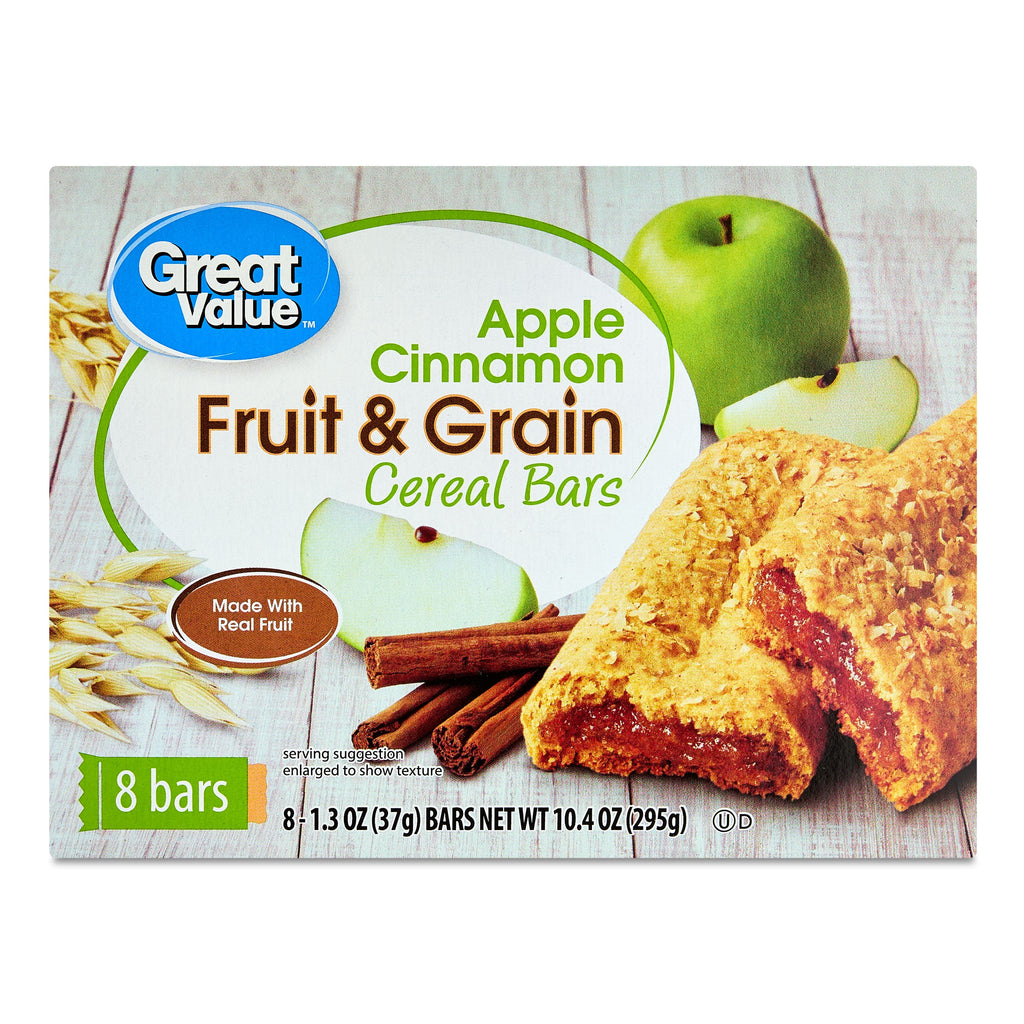 Great Value Fruit & Grain Cereal Bars Apple, Cinnamon, 10.4 oz, 8 Count