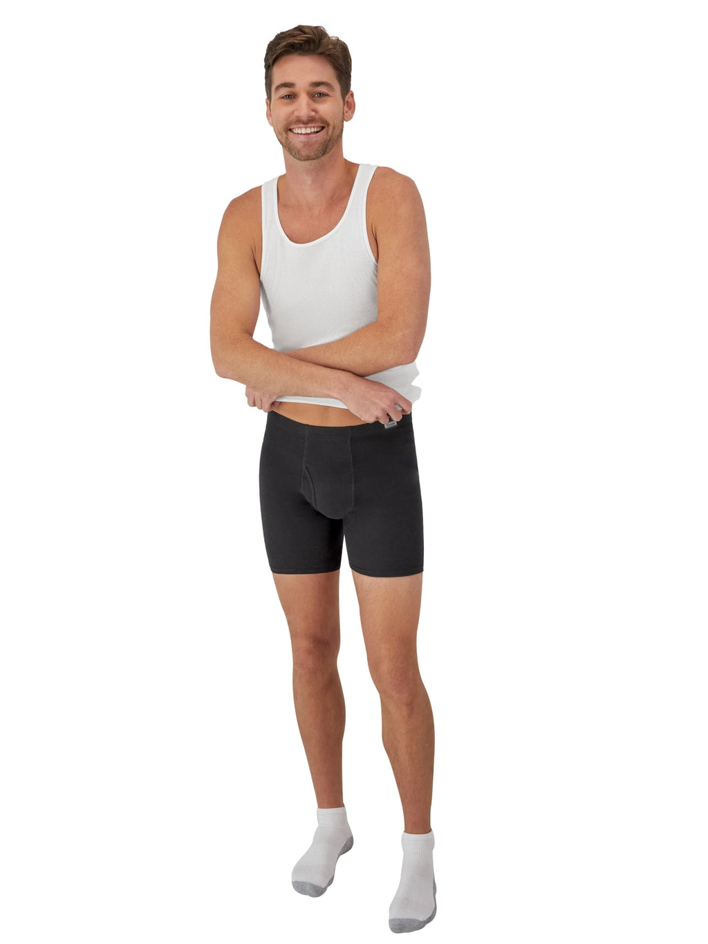 Hanes Men's Value Pack Covered Waistband Boxer Briefs, 6 Pack