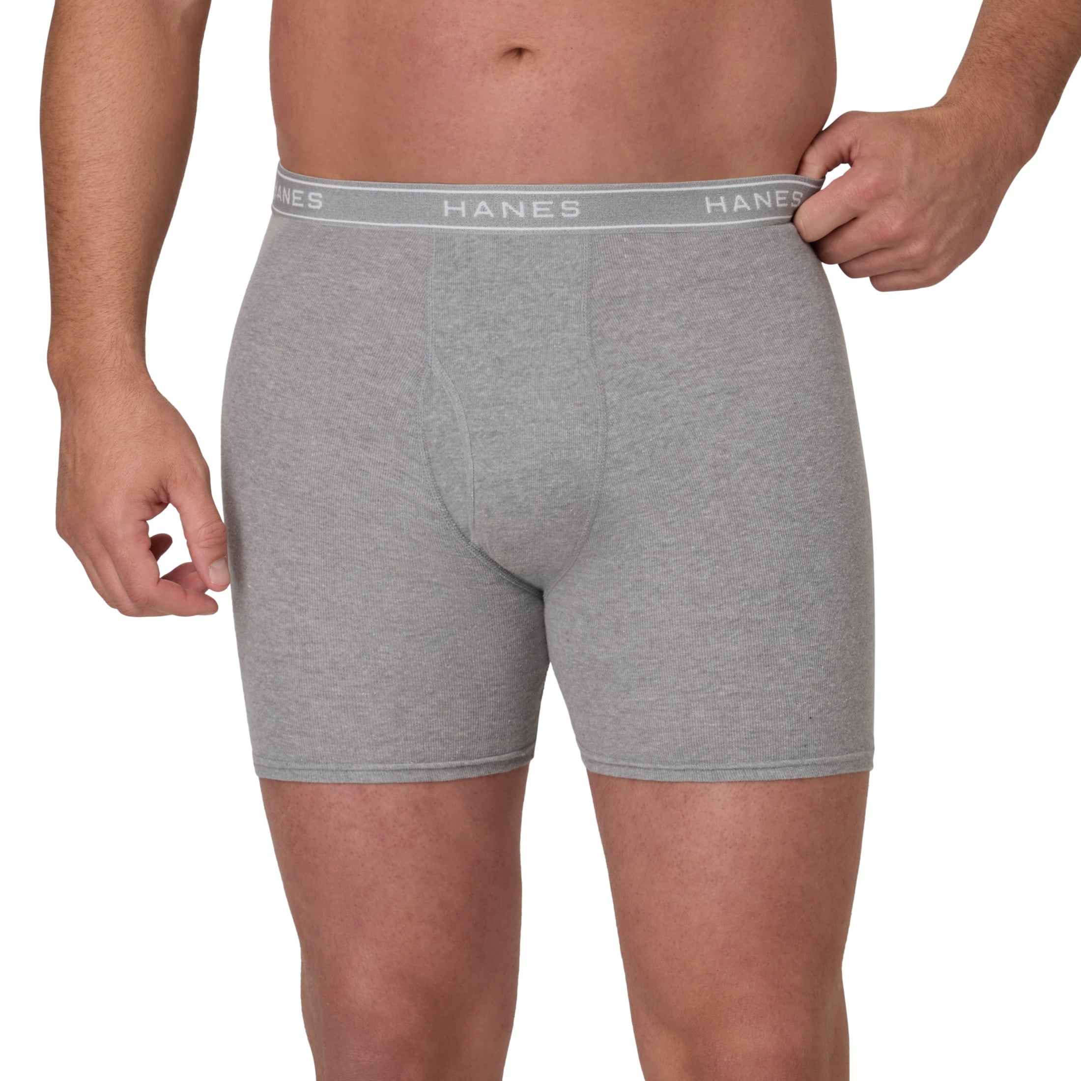 Hanes Mens Hanes Big Man Men's Cotton Boxer Brief Underwear Pack, 3-Pack, Big & Tall Sizes