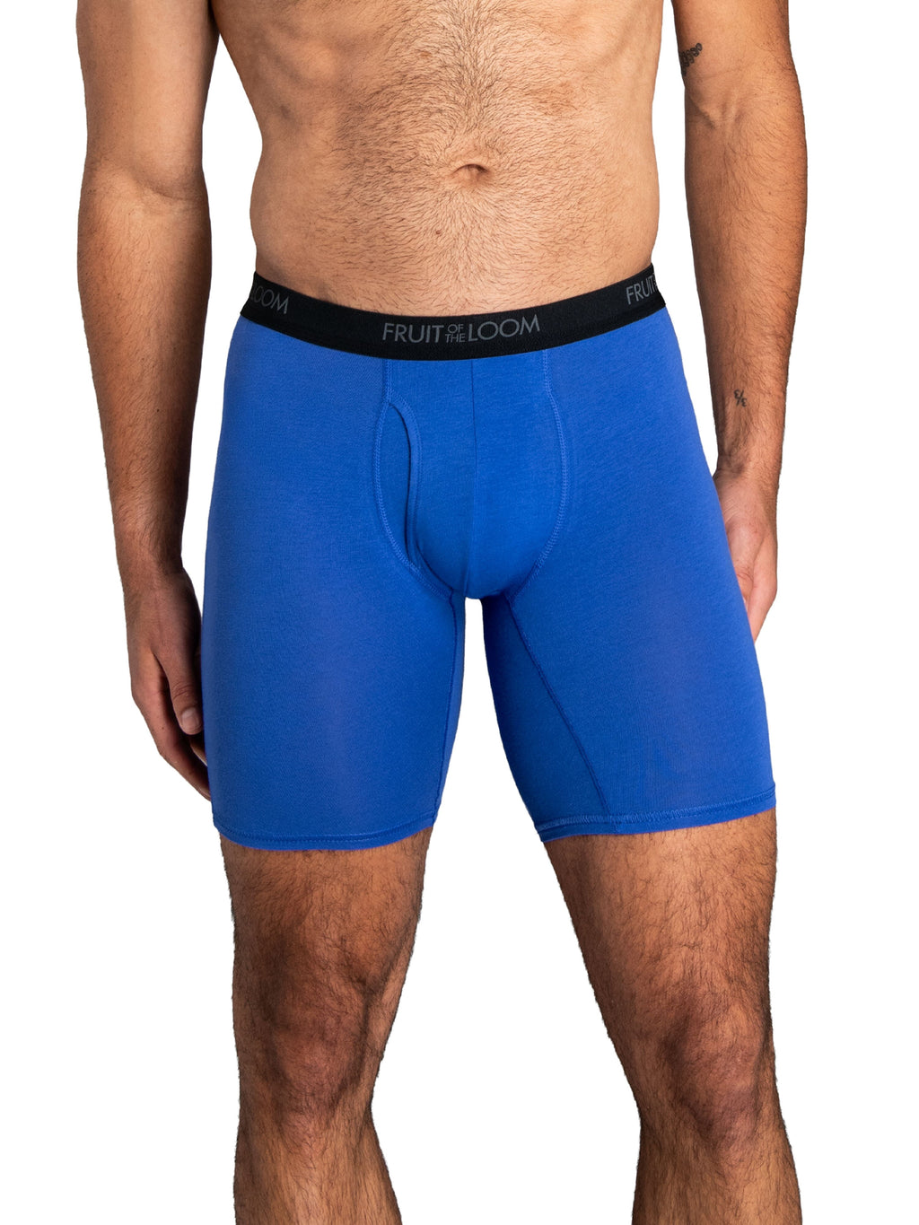 Fruit of the Loom Men's Cotton Stretch Trunk, Short Leg Boxer Brief Underwear, 6-Pack