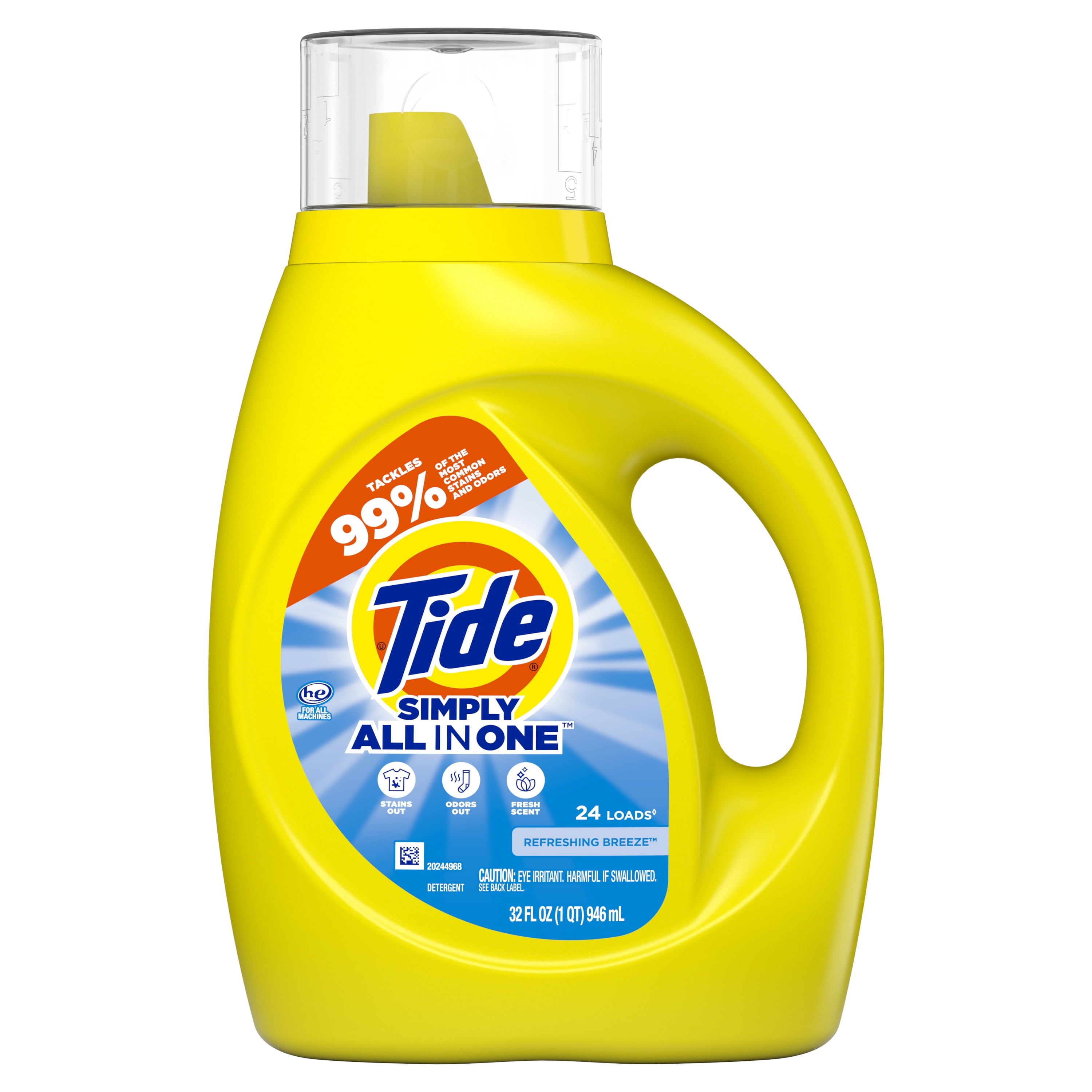 (6 pack) Tide Simply Liquid Laundry Detergent, Refreshing Breeze, 24 Loads, 32 fl oz