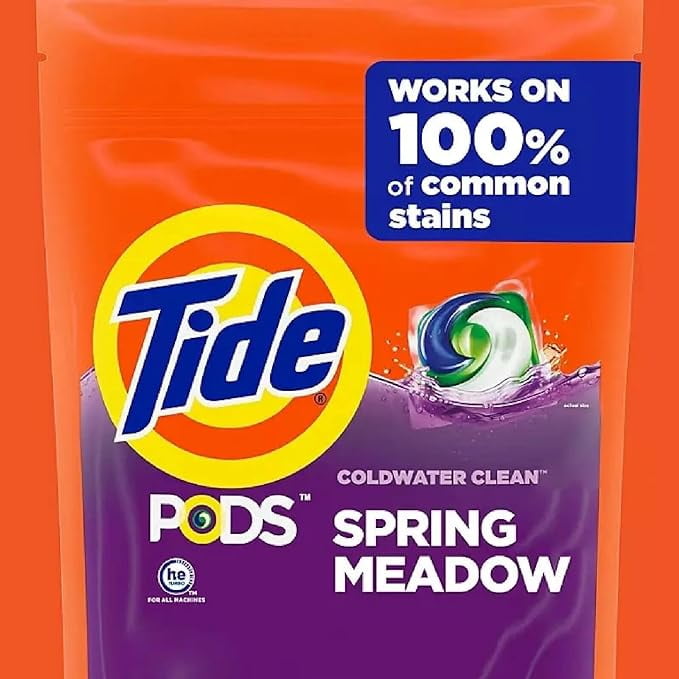 TIDE PODS Laundry Detergent Soap Pacs, Spring Meadow Scent, Powerful 3-in-1 Clean, HE Compatible, 39 Count (1 Bag)