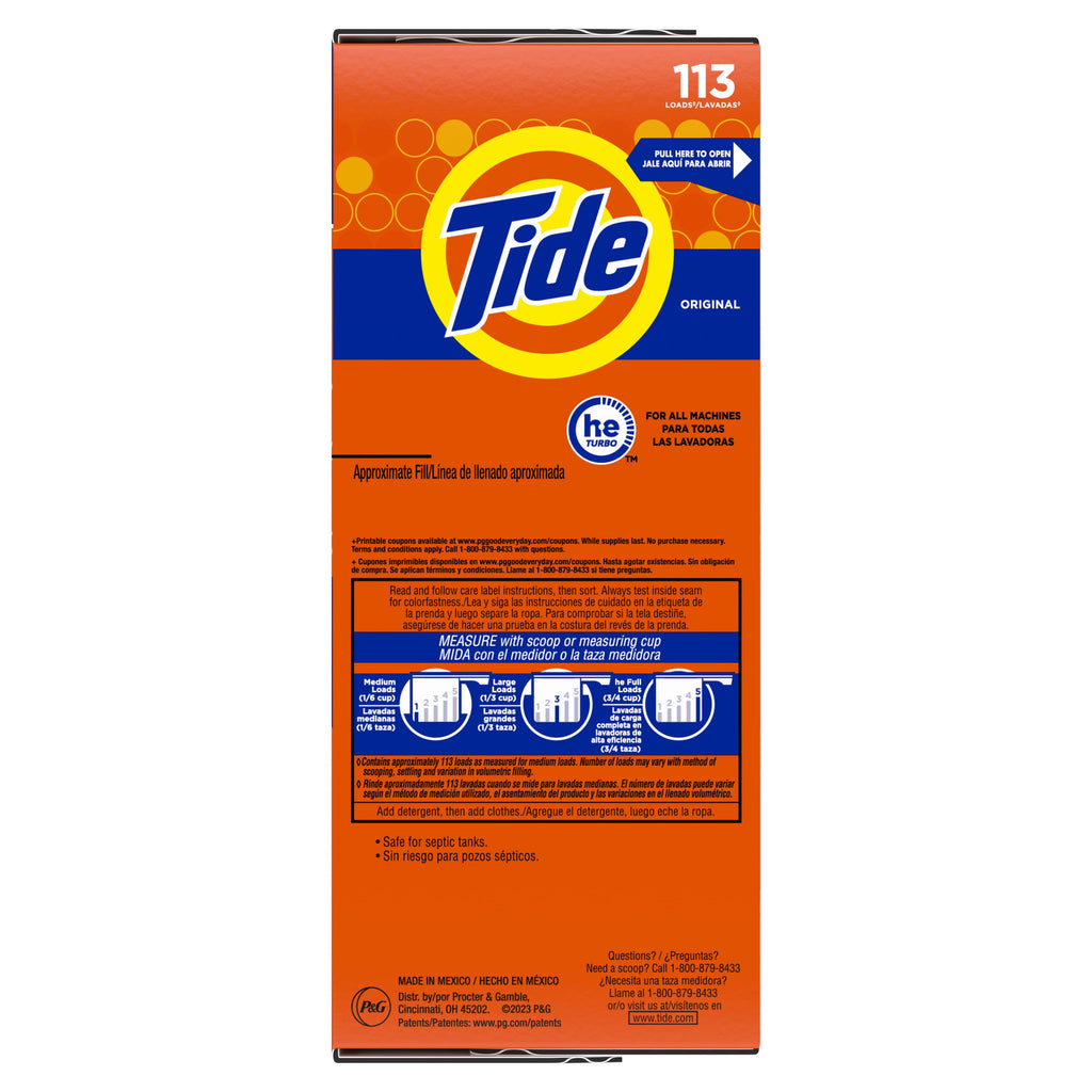 Tide Powder Laundry Detergent, Original Scent, 143 oz, 113 Loads