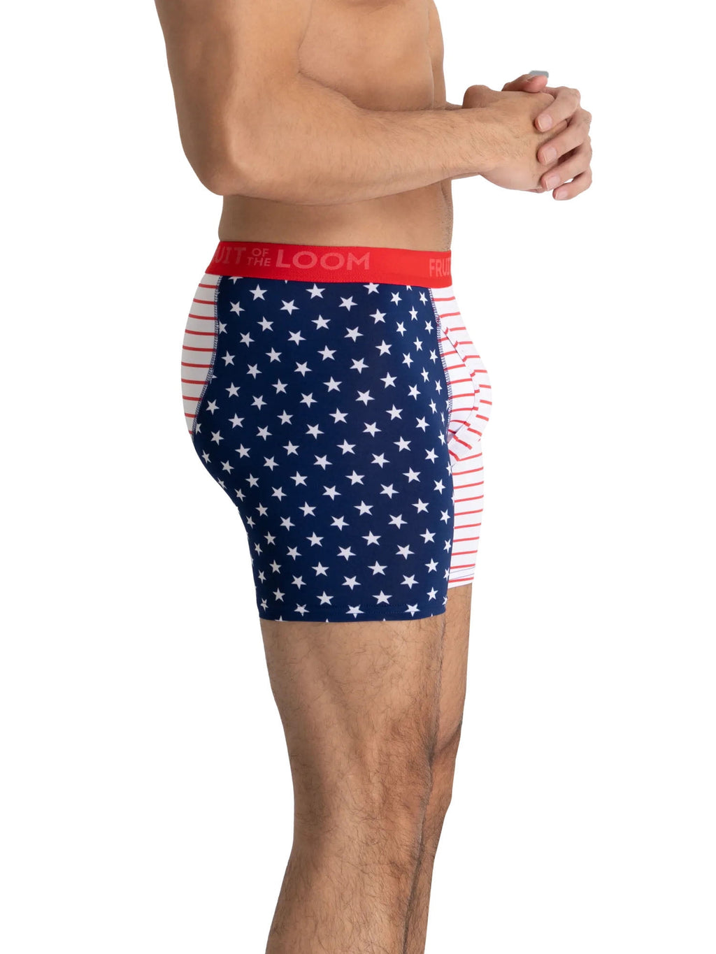 Fruit of the Loom Men's Americana Stretch Boxer Briefs, Moisture Wicking Underwear, 3-Pack