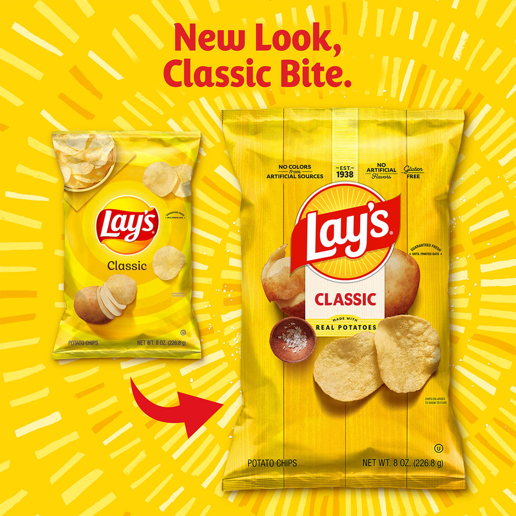 Lay's Classic Potato Snack Chips, 1 oz Bags, 10 Count Multipack