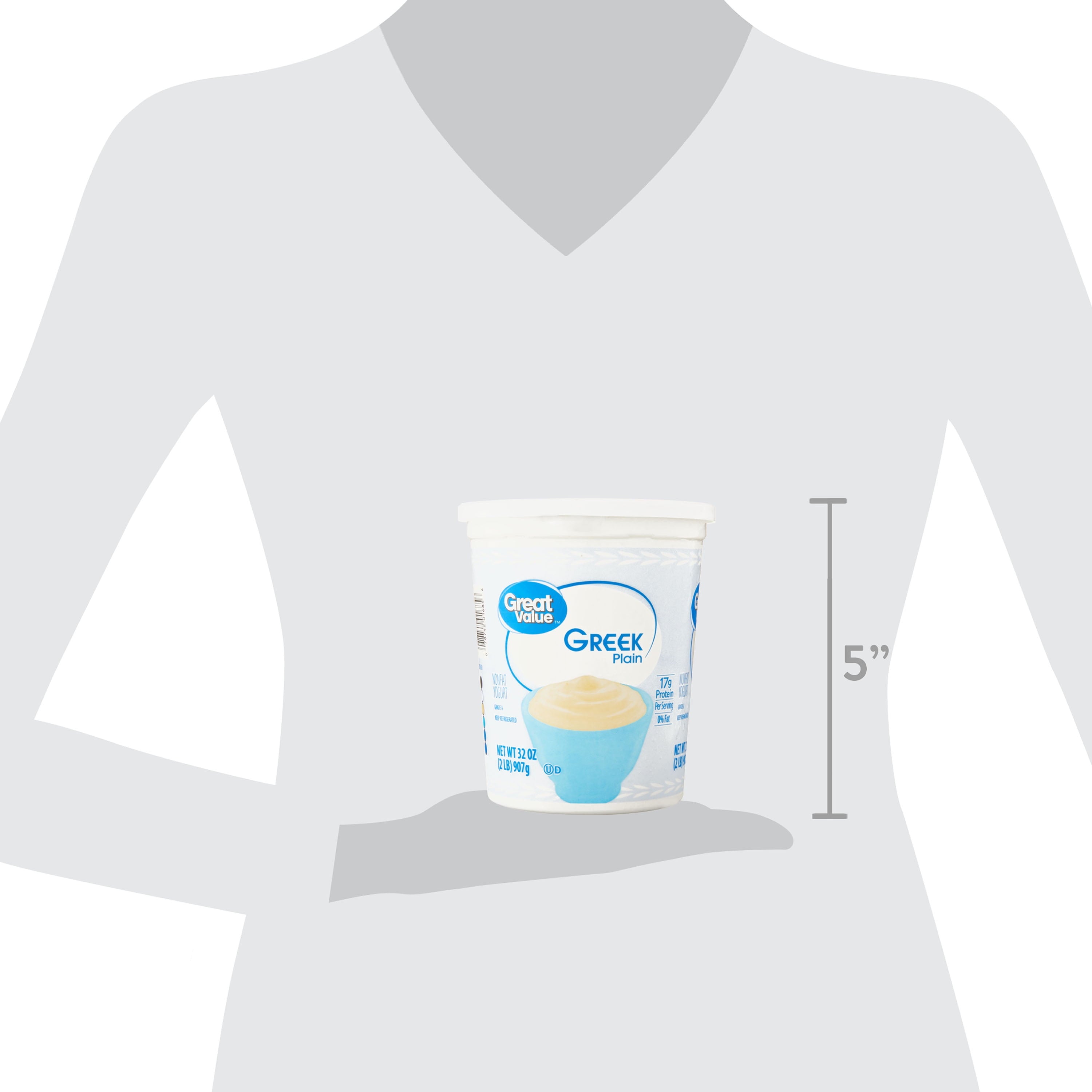 Great Value Greek Plain Nonfat Yogurt, 32 oz, Tub