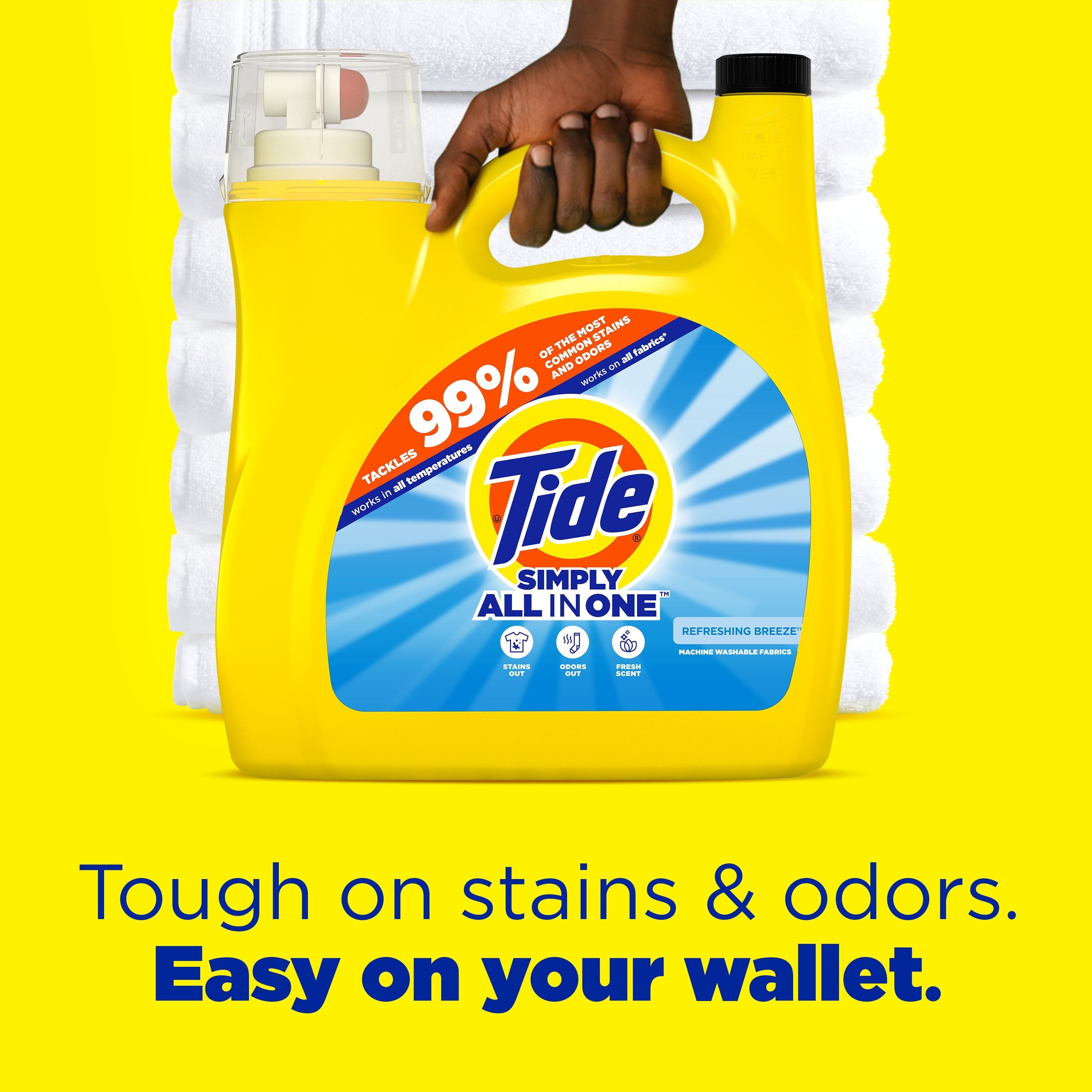 Tide Simply Laundry Detergent Liquid All-In-One, Refreshing Breeze Scent, 117 fl oz, 89 Loads