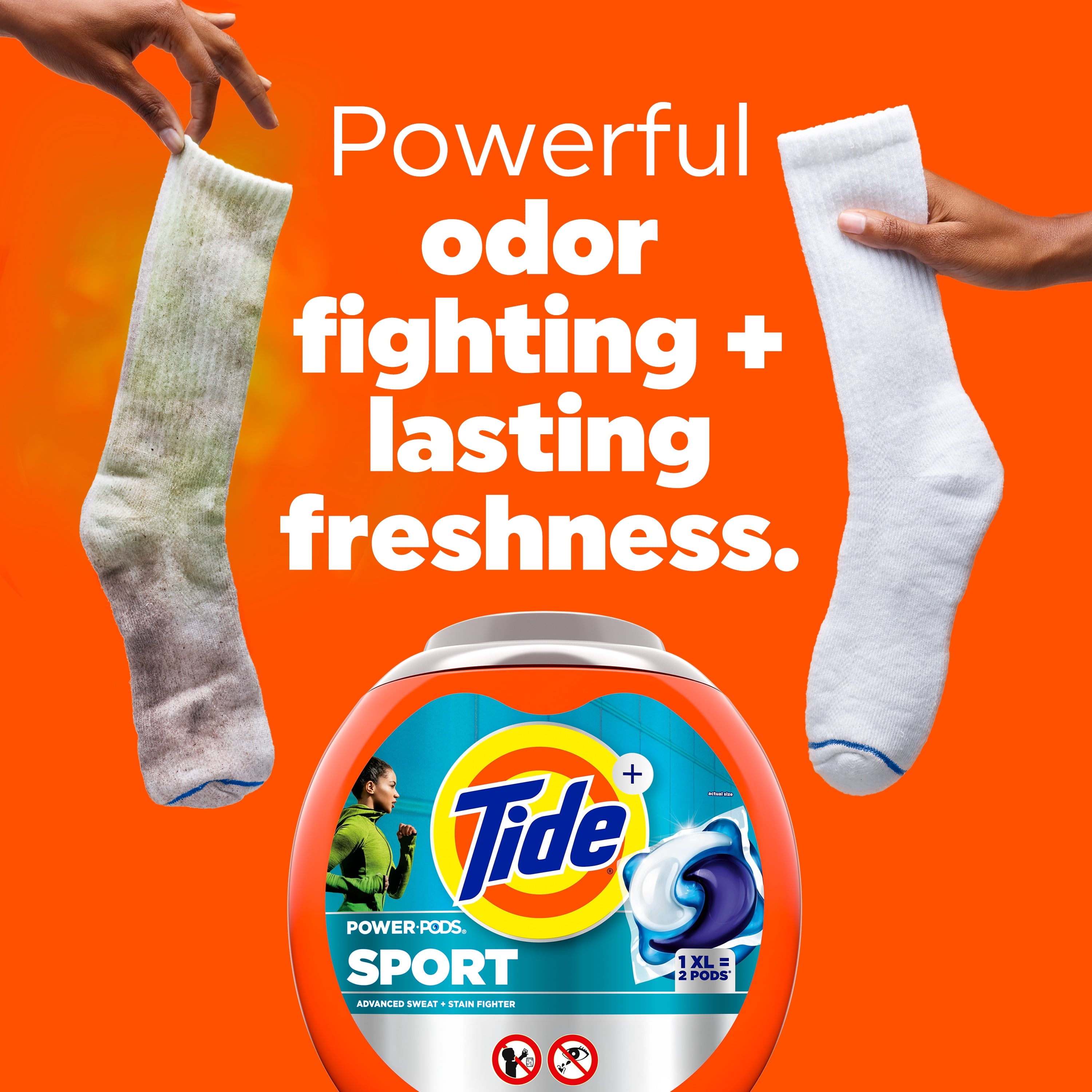 Tide Power Pods Laundry Detergent Soap Packs with Febreze, Sport Odor Defense, 45 Ct
