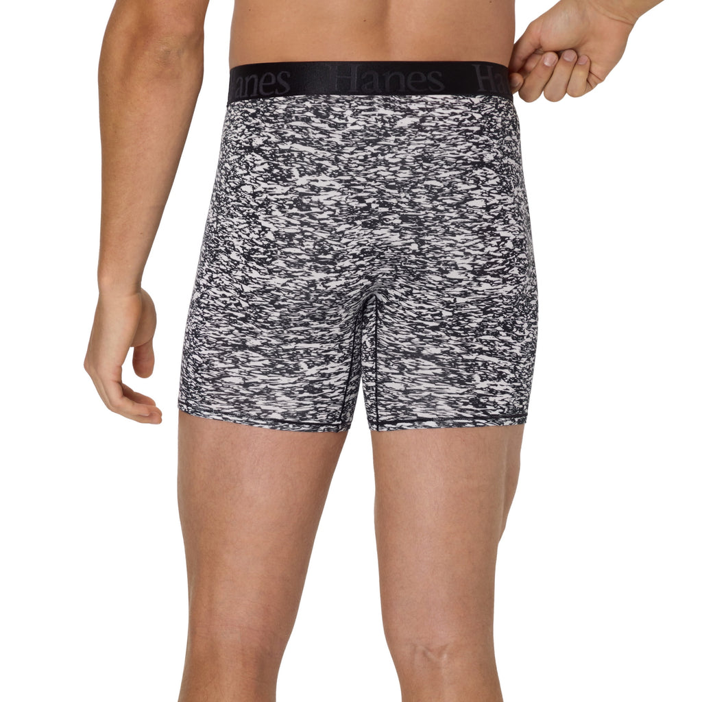 Hanes Originals Men's SuperSoft Boxer Brief Underwear Pack, Black/Grey/Print, 3-Pack