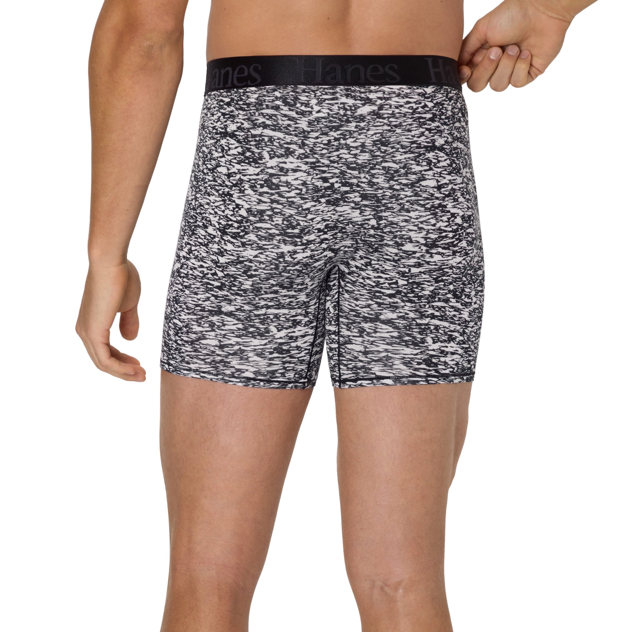 Hanes Originals Men's SuperSoft Boxer Brief Underwear Pack, Black/Grey/Print, 3-Pack