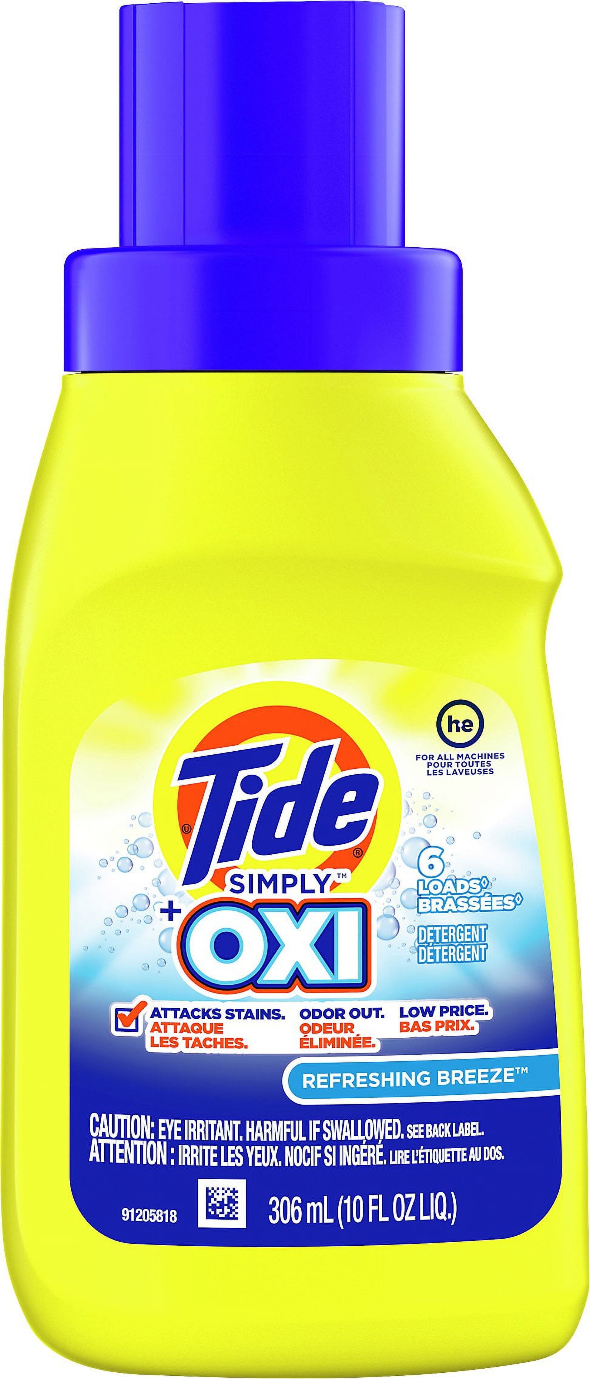 Tide Simply + Oxi Liquid Laundry Detergent 10 fl oz, Refreshing Breeze 6 Loads