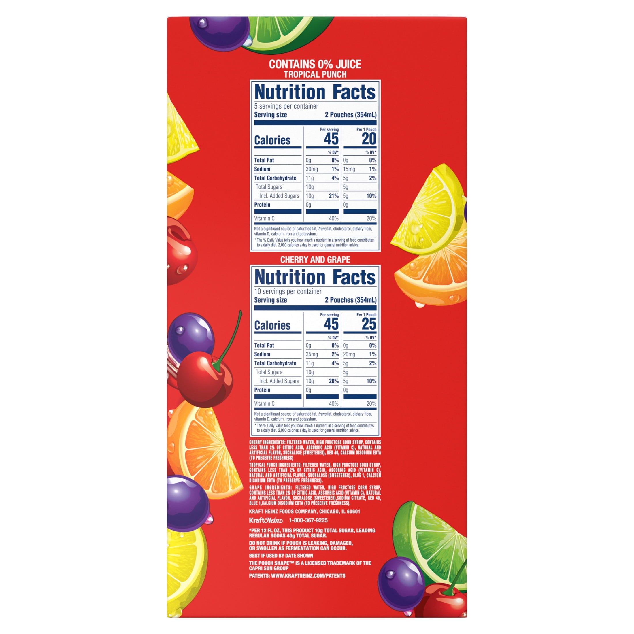 Kool-Aid Jammers Drink, 30 Pouches, for School Lunches and On-the-Go Hydration, Artificially Flavored Tropical Punch, Grape and Cherry Flavors, 6 fl oz