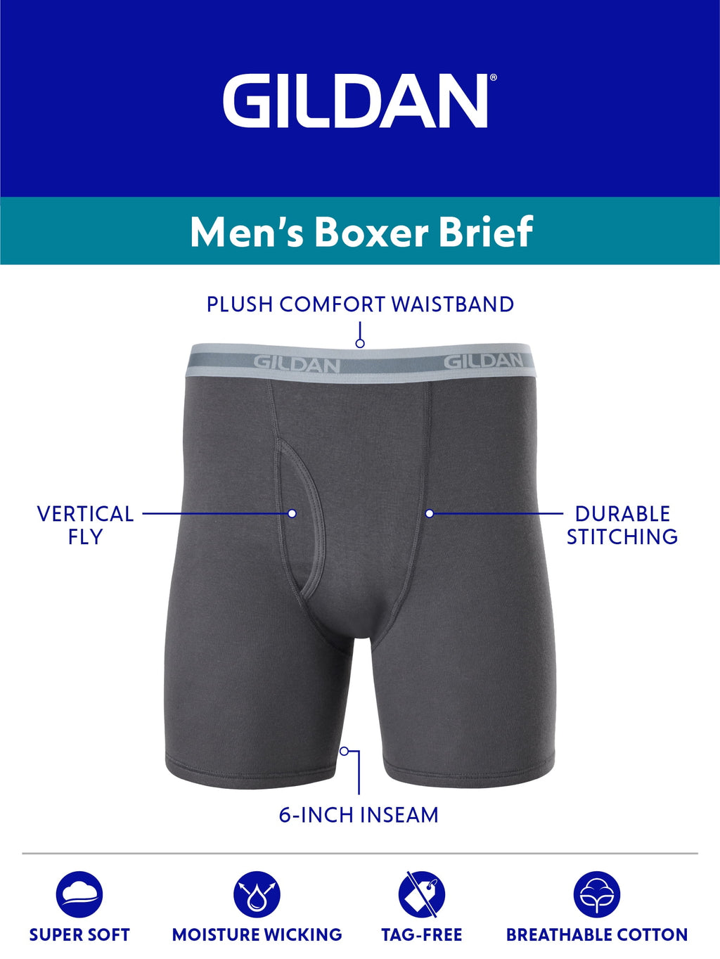 Gildan Men's Boxer Briefs, 10-Pack, Sizes S-2XL