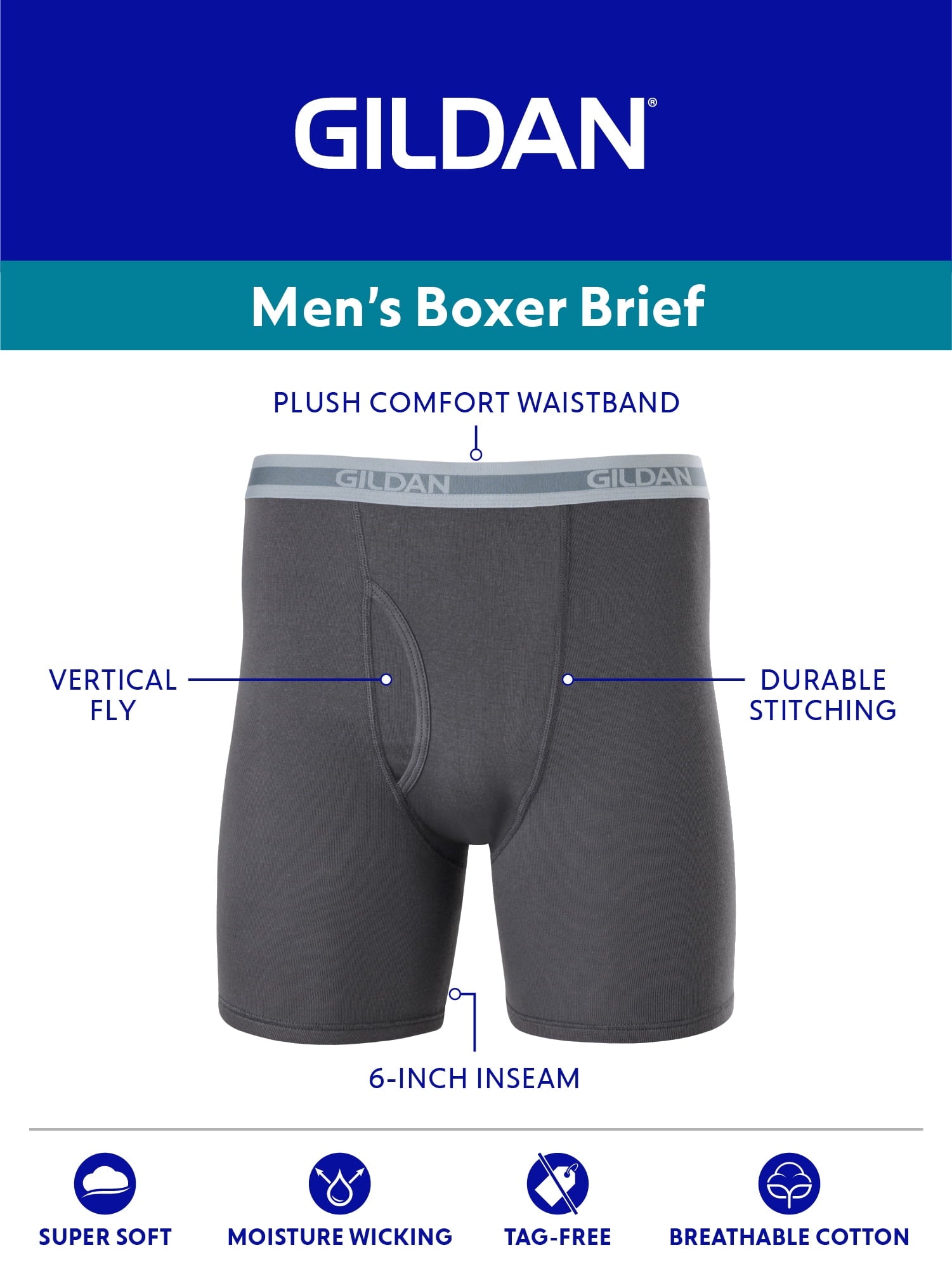 Gildan Men's Boxer Briefs, 10-Pack, Sizes S-2XL