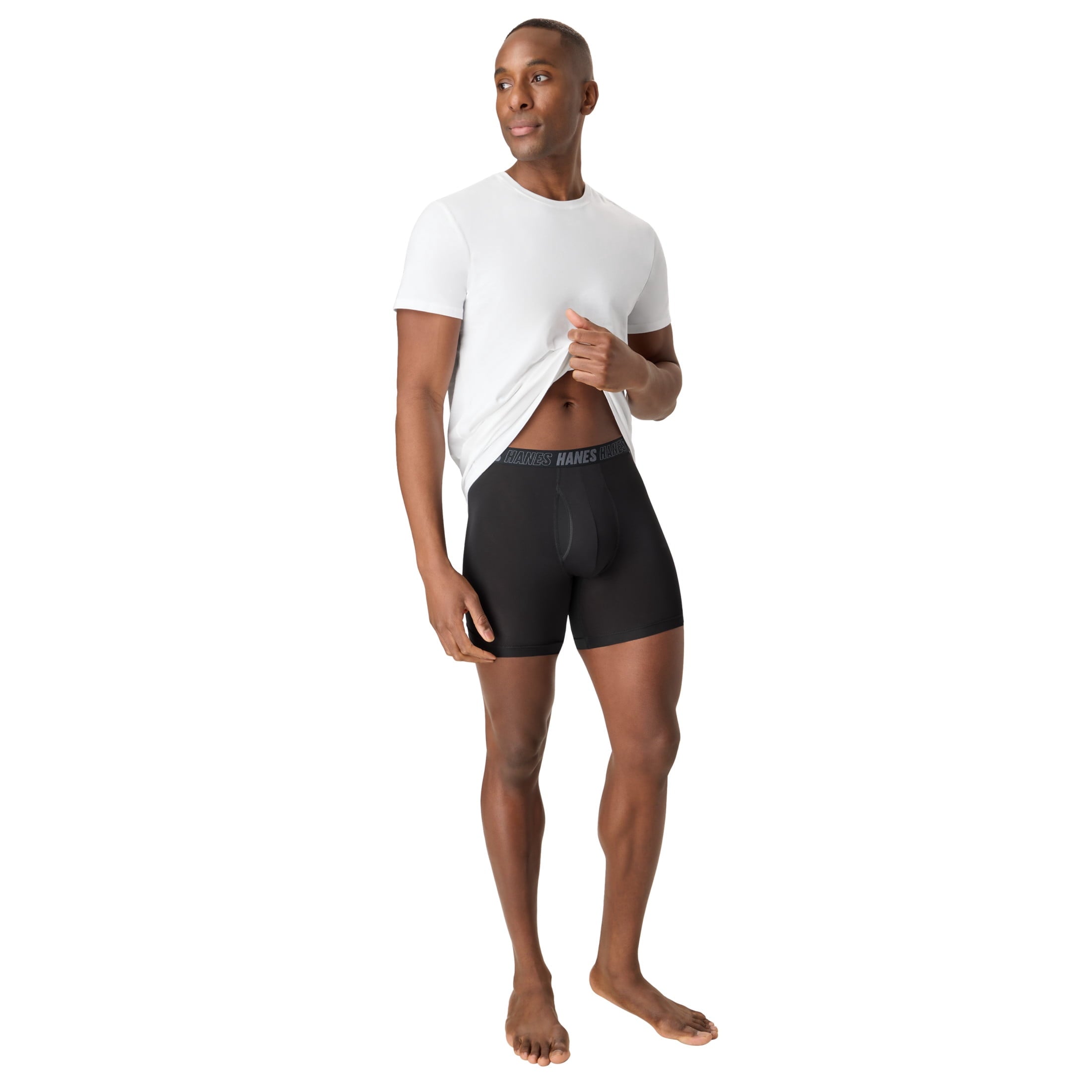 Hanes Mens Underwear Long Leg Boxer Briefs, 3-Pack, Moves Anti-Chafe with Total Support Pouch