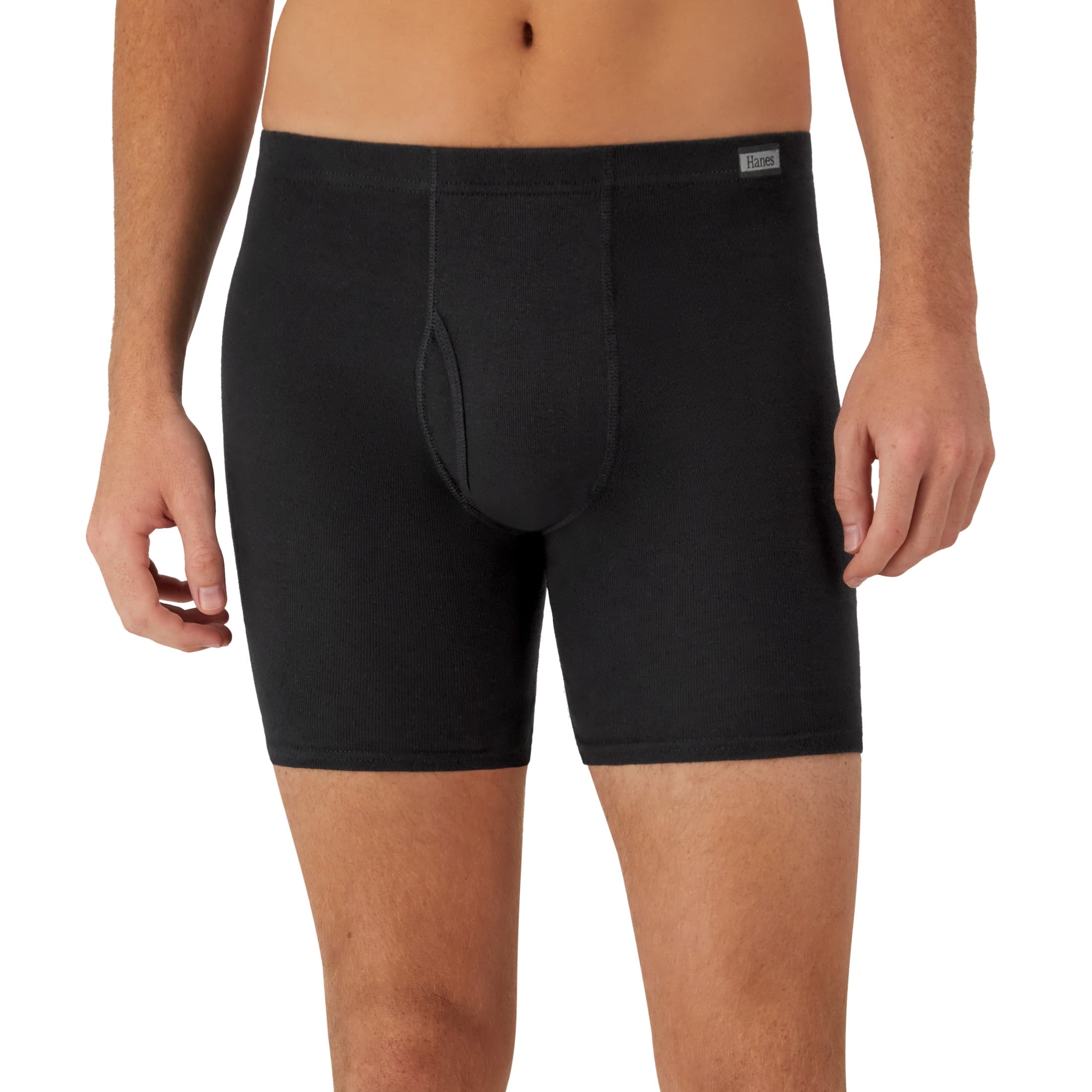Hanes Men's Black/Grey Boxer Briefs, 3 Pack