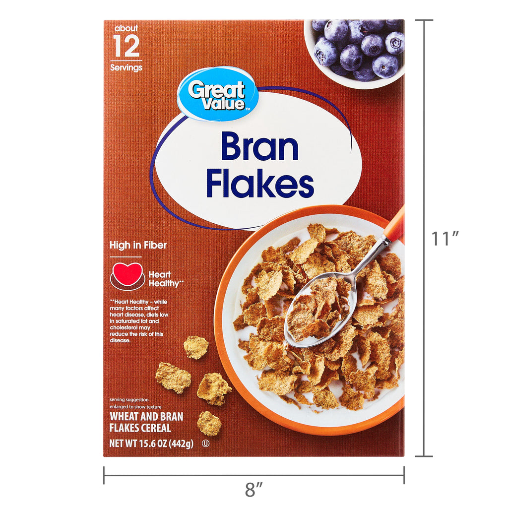 Great Value Bran Flakes Breakfast Cereal, 15.6 oz