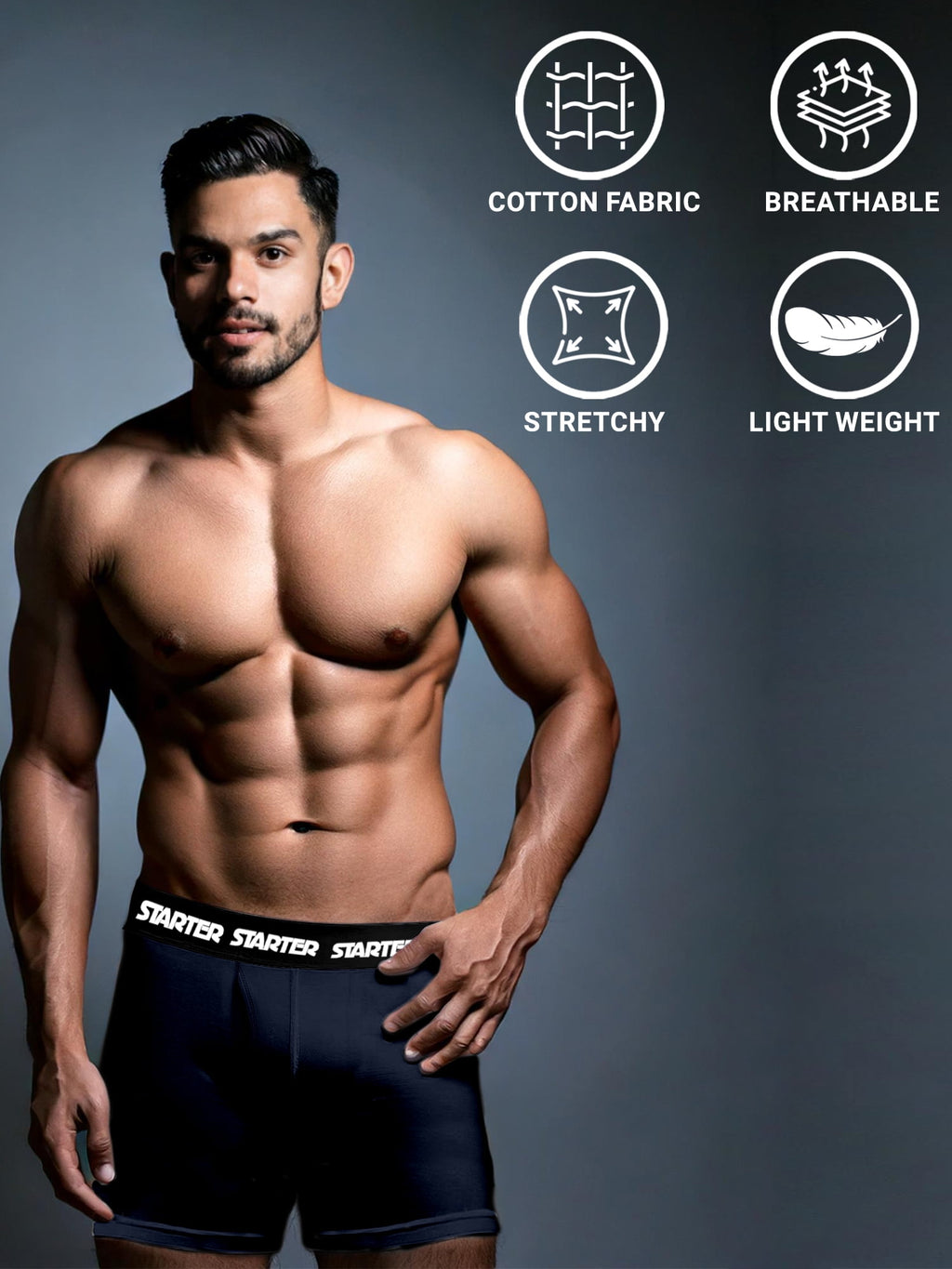 Starter Men's and Big Men’s Stretch Cotton Boxer Briefs, 6-Pack, Sizes S-5X