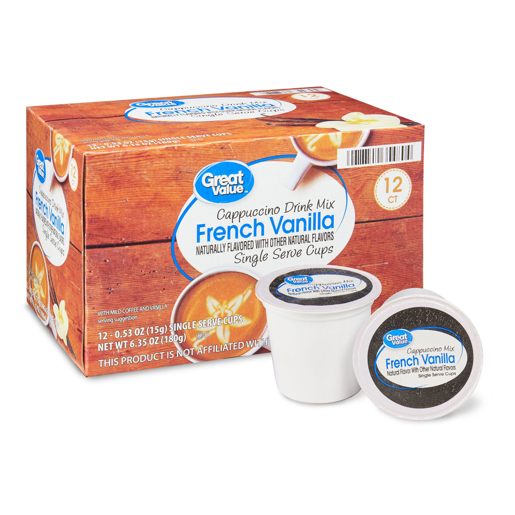 Great Value Caramel Cappuccino Mix Medium Roast Coffee Pods, 12 Count
