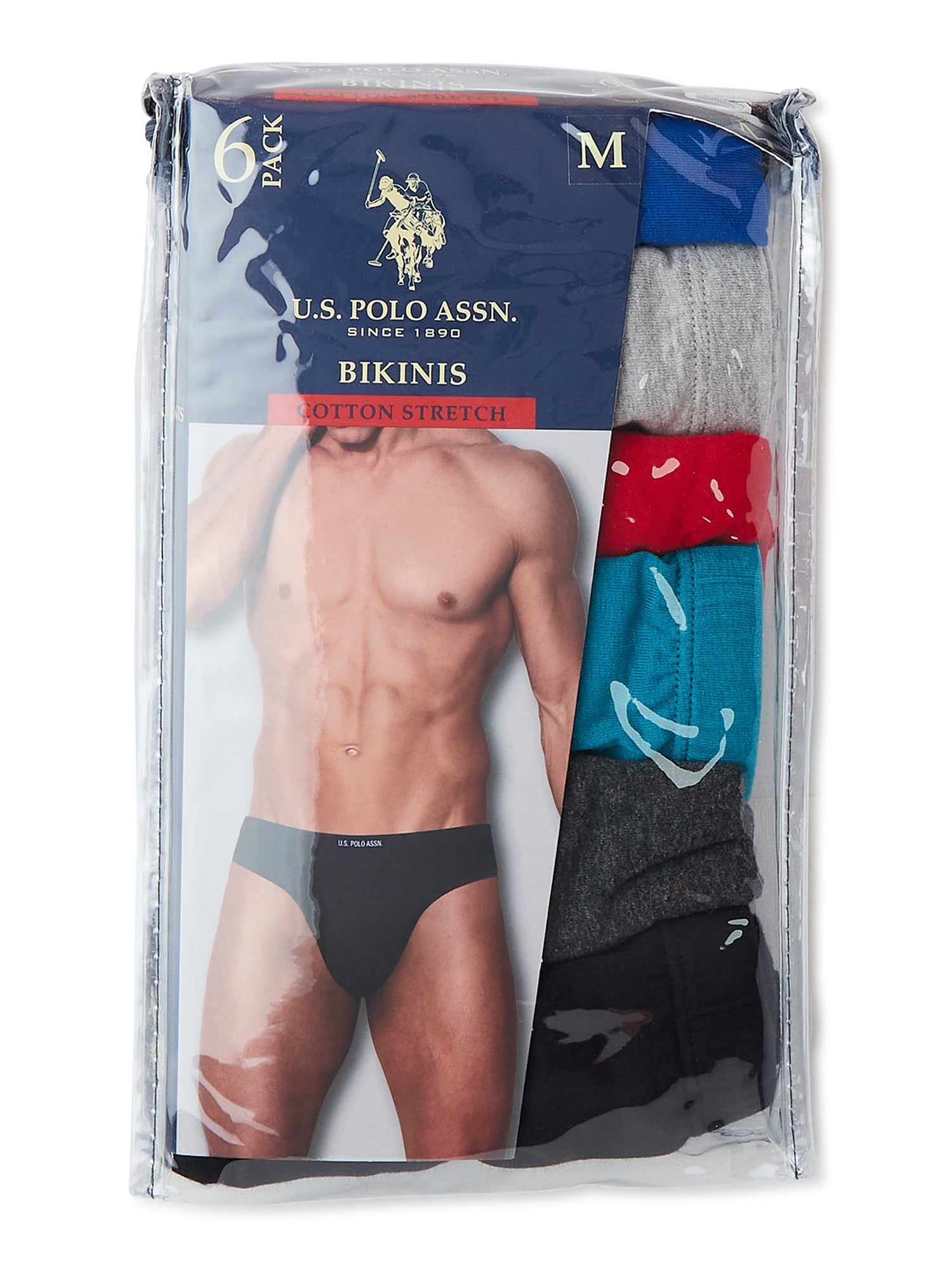 U.S. Polo Assn. Men's Cotton Stretch Bikini Underwear, 6-Pack