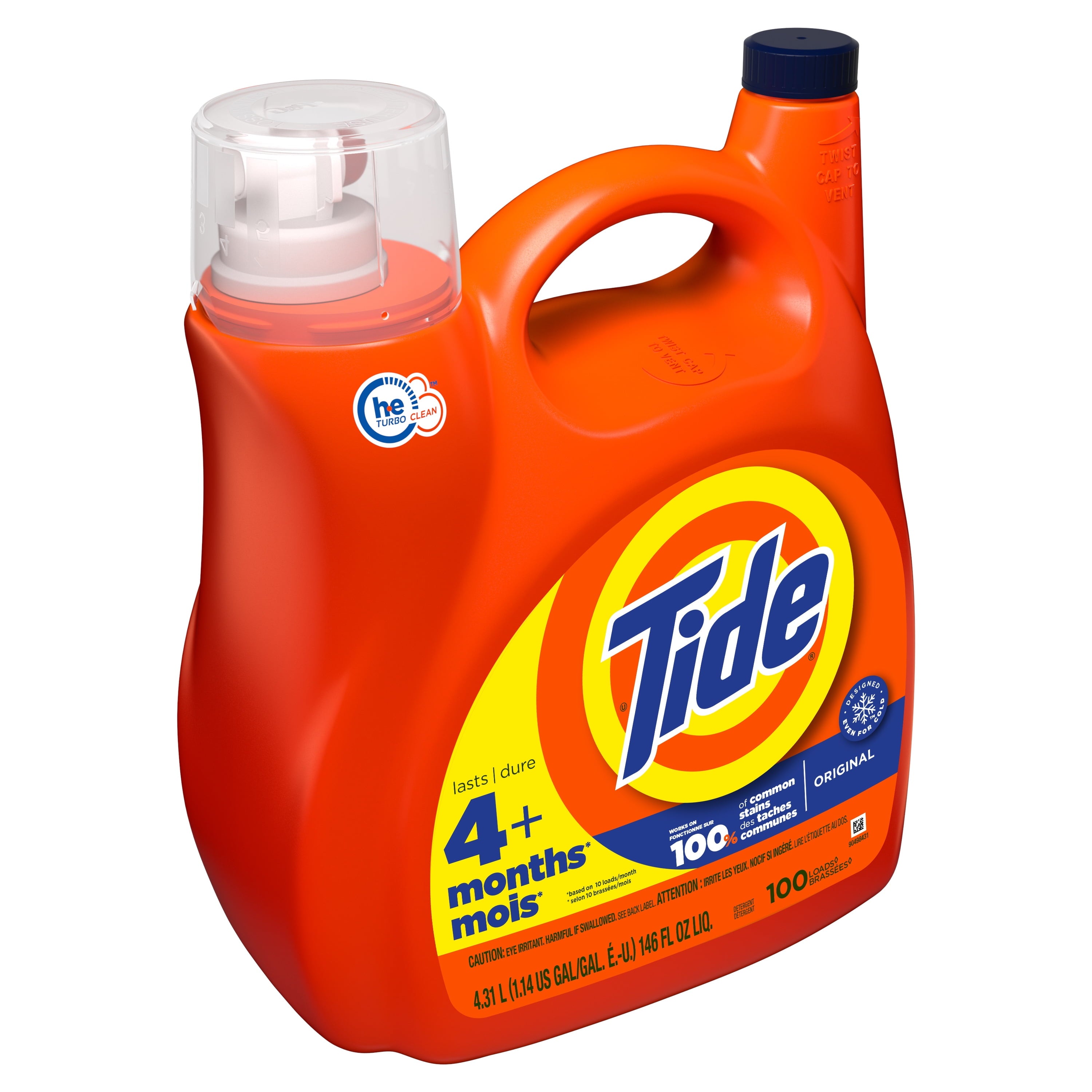 Tide Liquid Laundry Detergent, Original, 100 Loads, 146 fl oz, HE Compatible