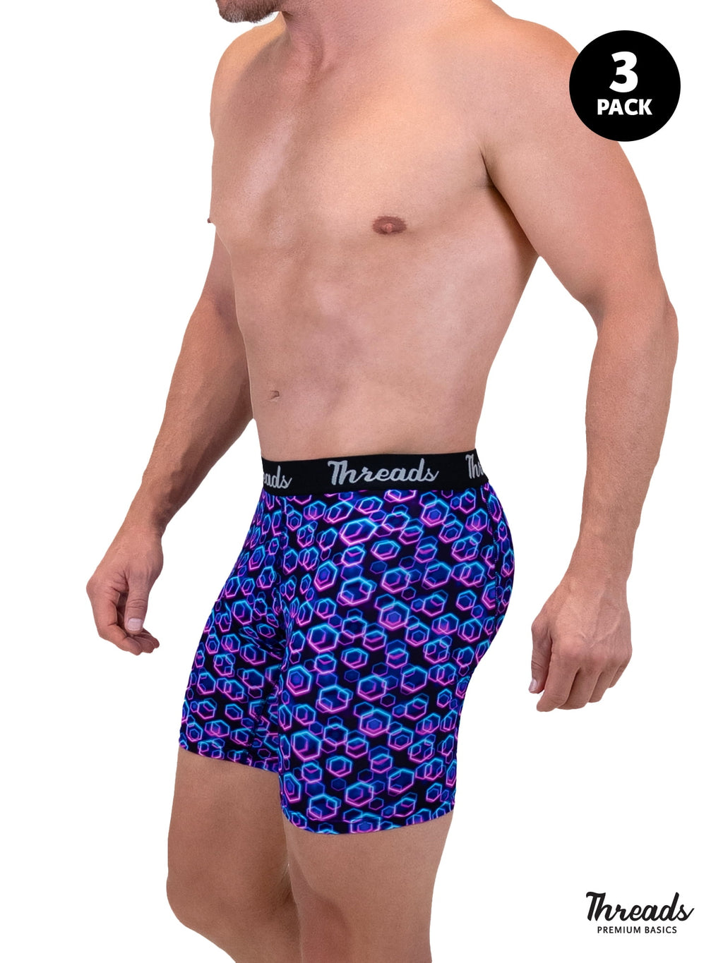 Threads Men's Underwear, 6" Premium Performance Nylon Boxer Brief, Performance Fabric, Moisture Wicking, Anti-Odor, S - XXL, 3 Pack