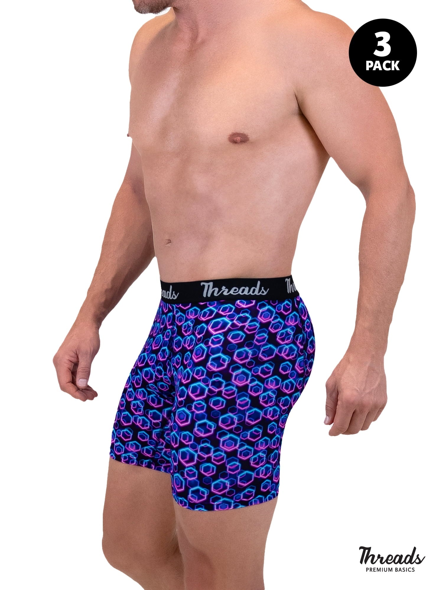 Threads Men's Underwear, 6" Premium Performance Nylon Boxer Brief, Performance Fabric, Moisture Wicking, Anti-Odor, S - XXL, 3 Pack