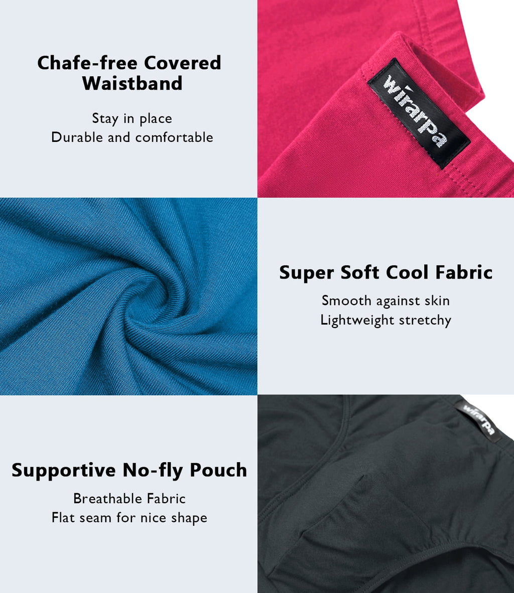 wirarpa Men's Underwear Modal Microfiber Briefs No Fly Underpants 4 Pack Sizes S-3XL