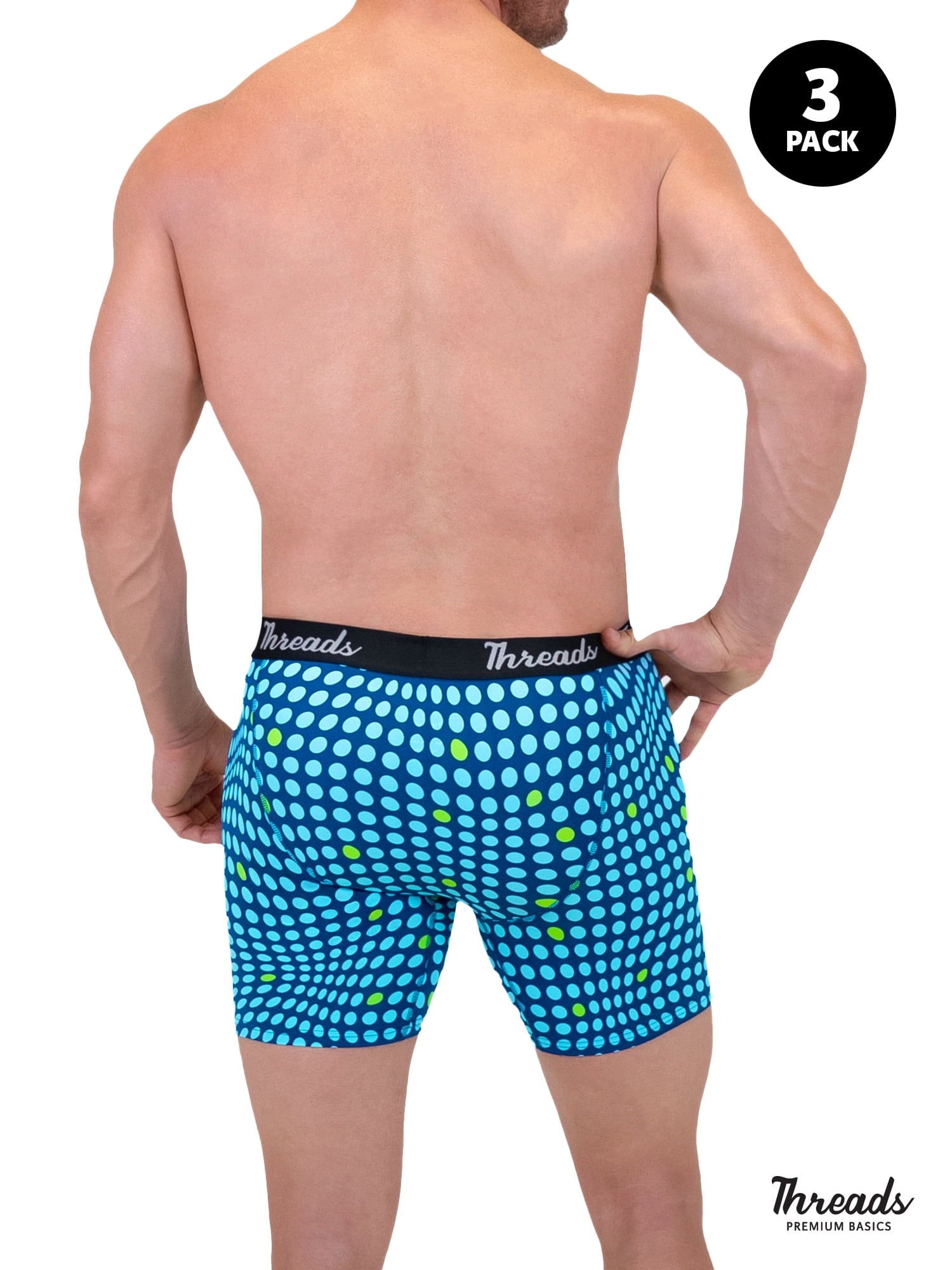 Threads Men's Underwear, 6" Premium Performance Nylon Boxer Brief, Performance Fabric, Moisture Wicking, Anti-Odor, S - XXL, 3 Pack