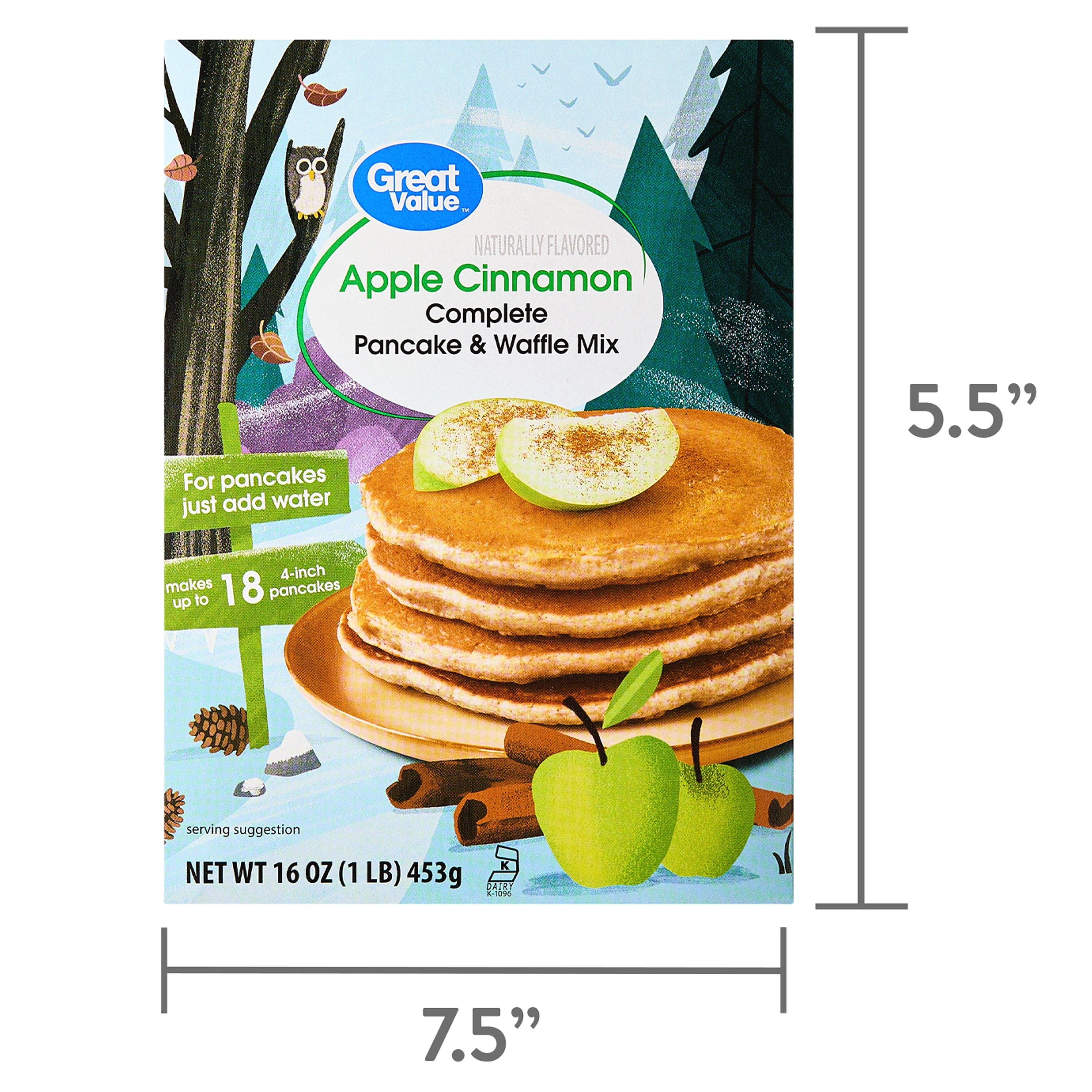 (4 pack) Great Value Apple Cinnamon Pancake & Waffle Mix, 16 oz Box