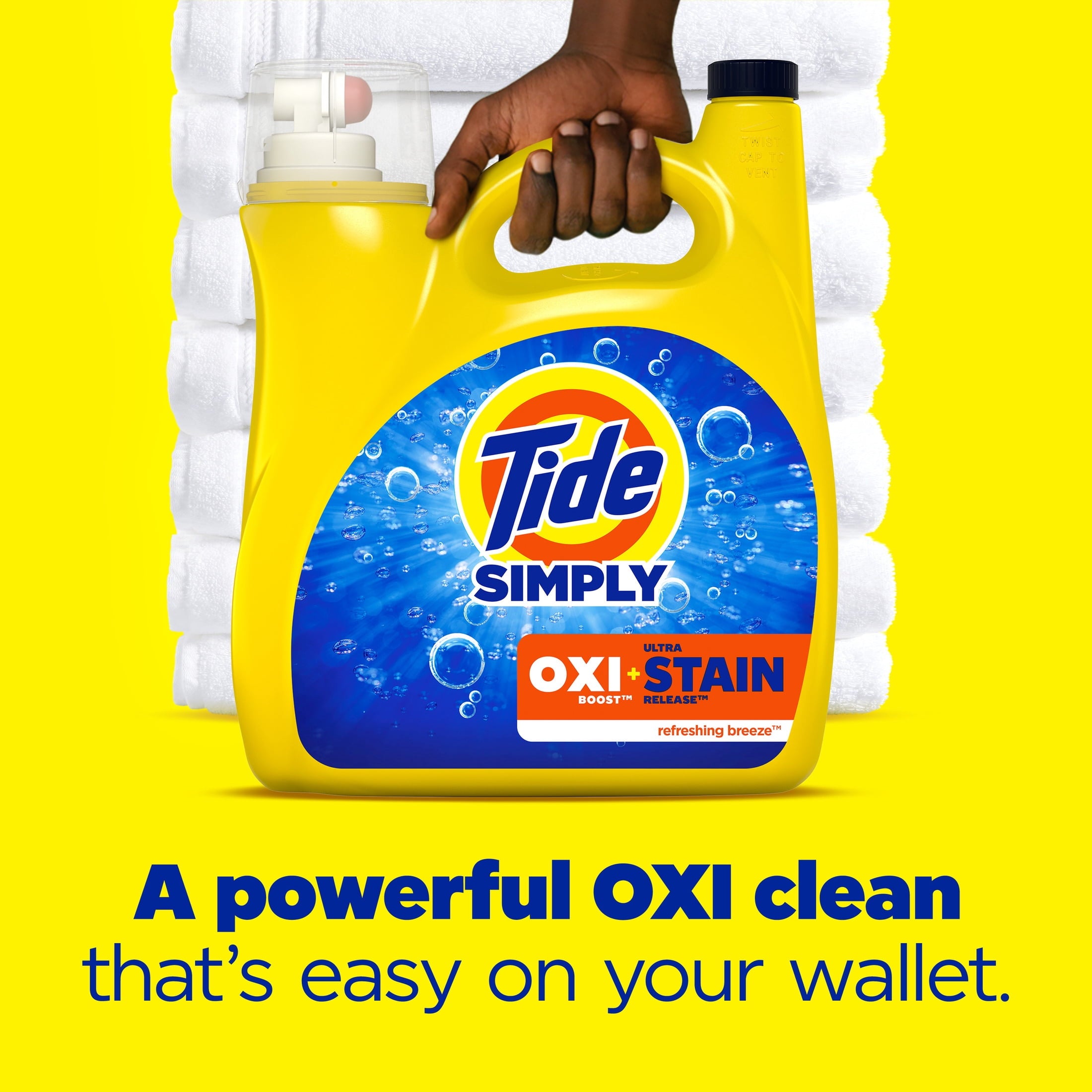 Tide Simply Laundry Detergent Liquid Oxi Boost + Ultra Stain Release, Refreshing Breeze Scent, 94 fl oz, 70 Loads