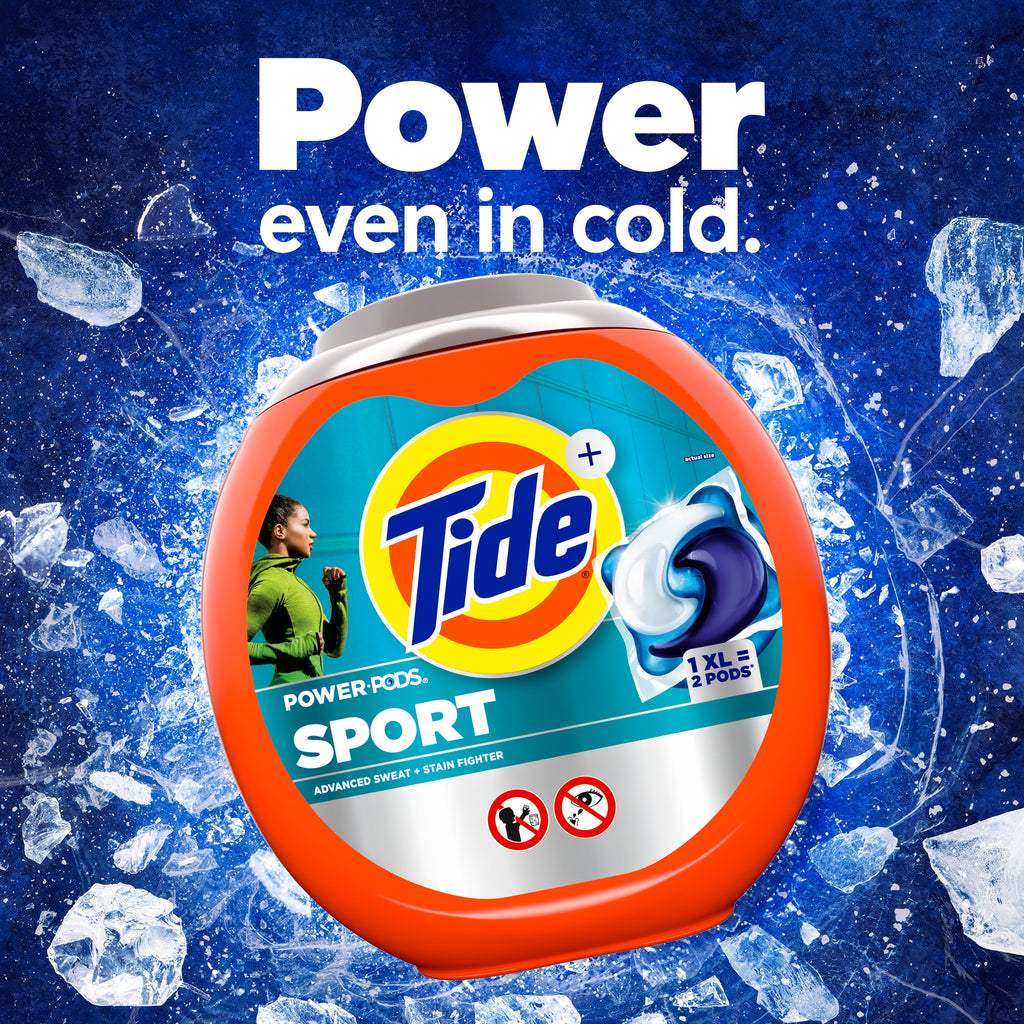 Tide Power Pods Laundry Detergent Soap Packs with Febreze, Sport Odor Defense, 45 Ct