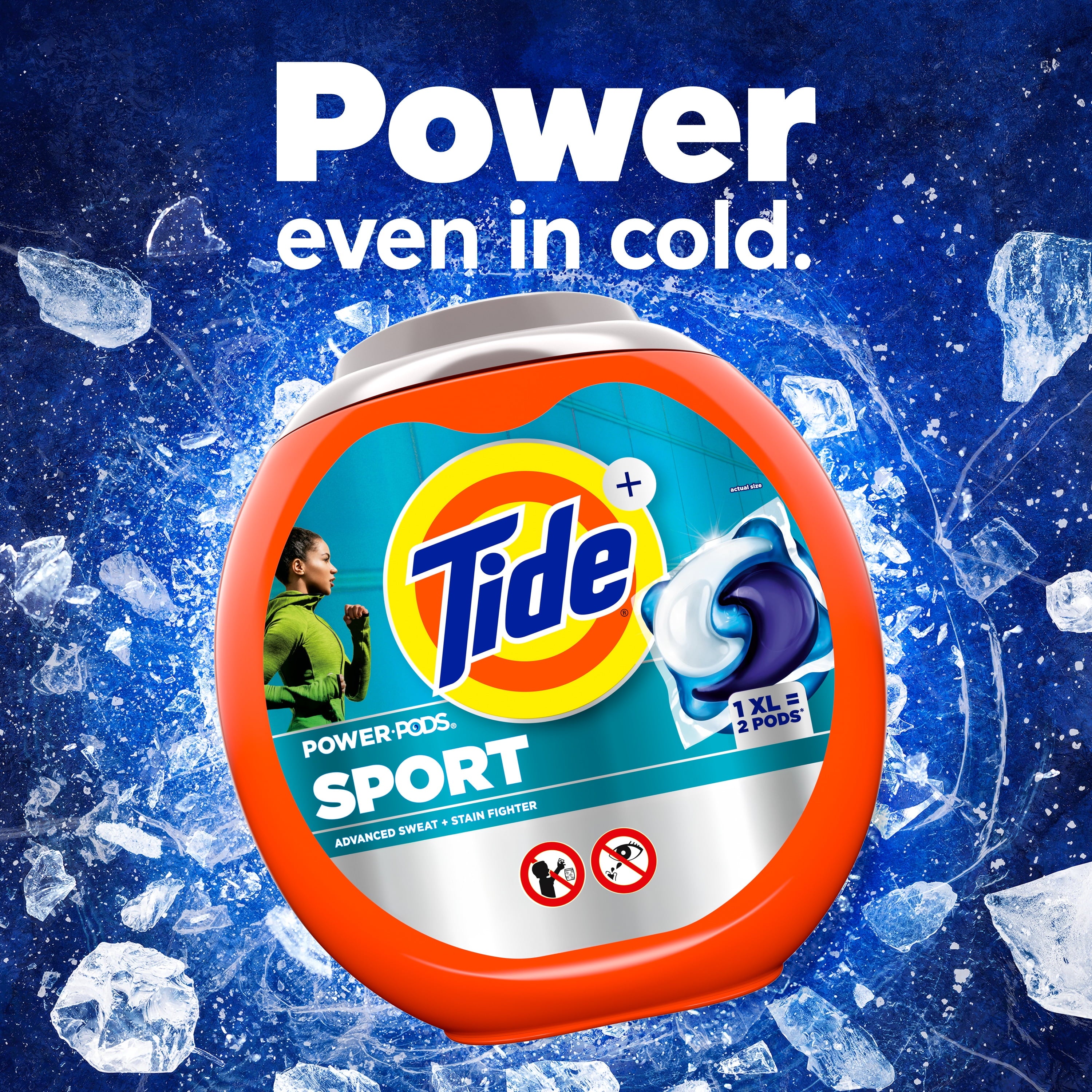 Tide Power Pods Laundry Detergent Soap Packs with Febreze, Sport Odor Defense, 45 Ct