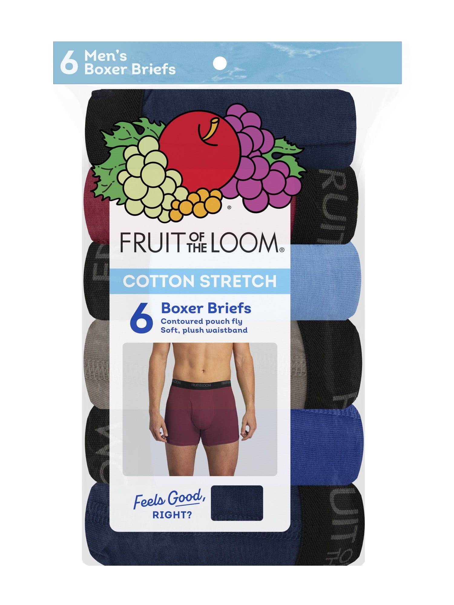 Fruit of the Loom Men's Cotton Stretch Trunk, Short Leg Boxer Brief Underwear, 6-Pack