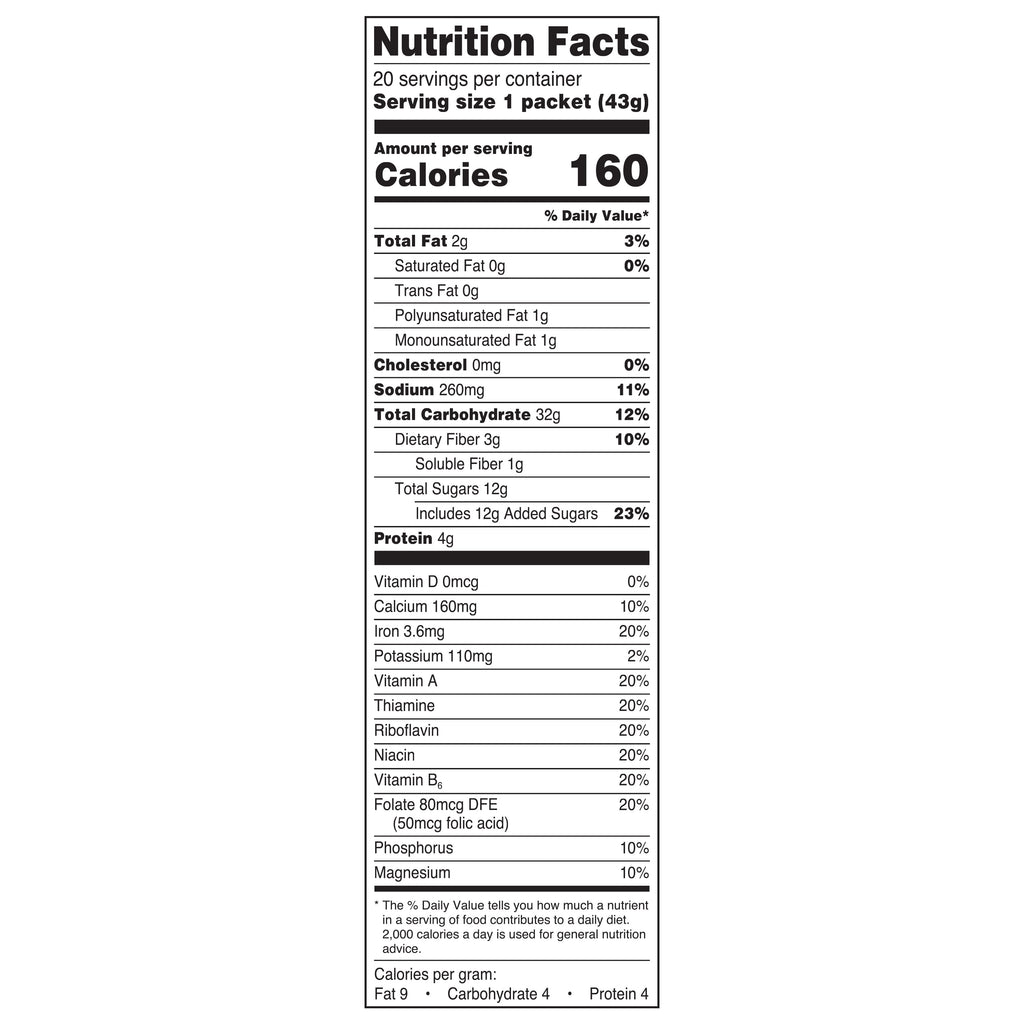 Great Value Maple & Brown Sugar Instant Oatmeal, 1.51 oz, 20 Count