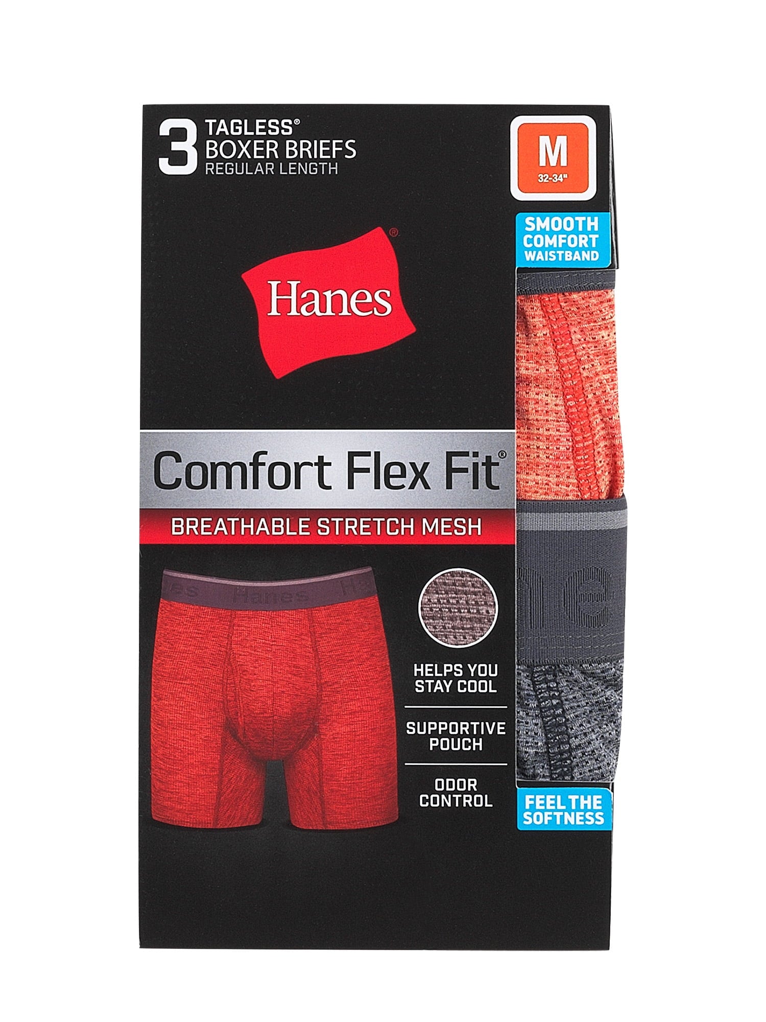 Underwear Boxer Briefs, 3-Pack, Comfort Flex Fit Boxer Briefs for Men, Stretch Mesh
