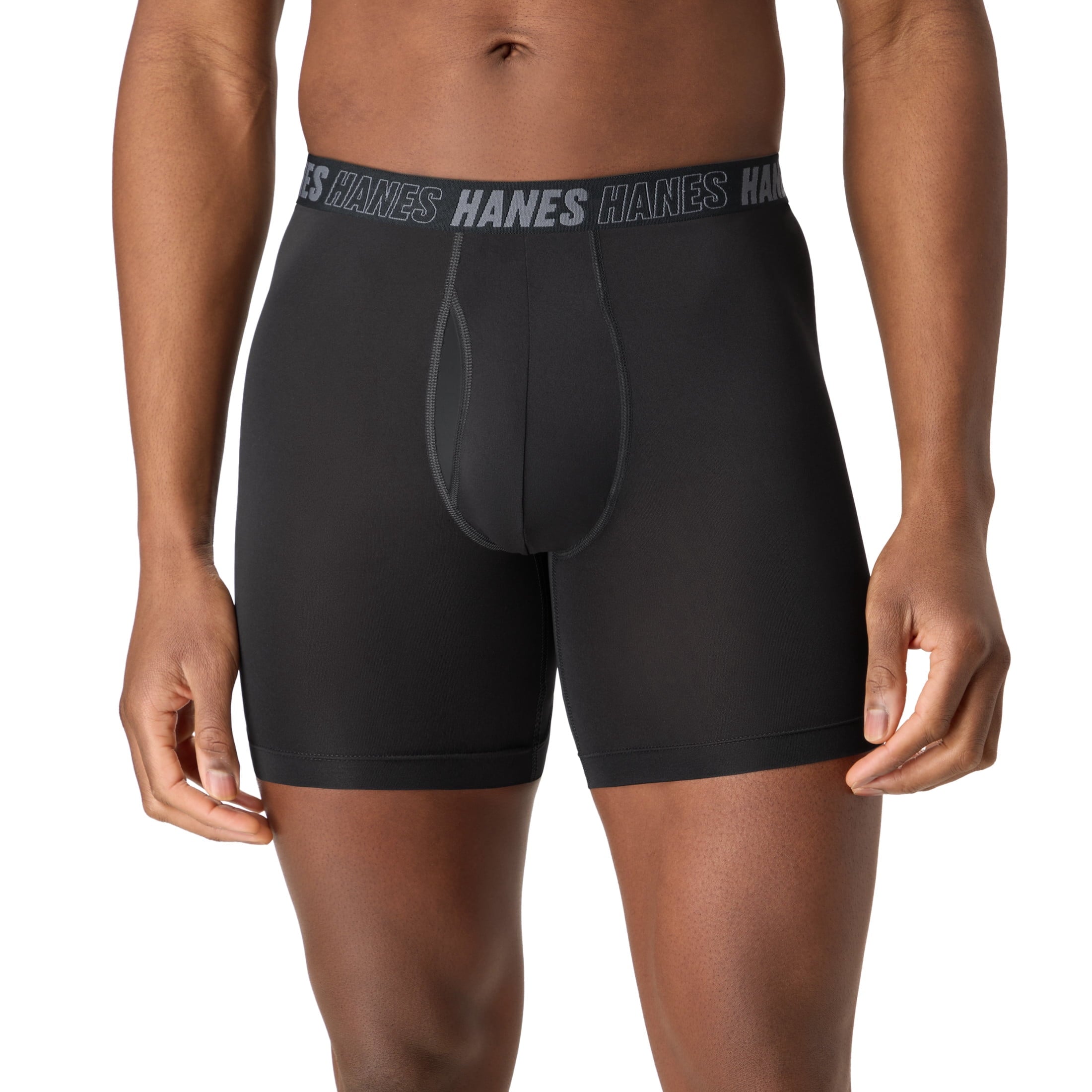 Hanes Mens Underwear Long Leg Boxer Briefs, 3-Pack, Moves Anti-Chafe with Total Support Pouch
