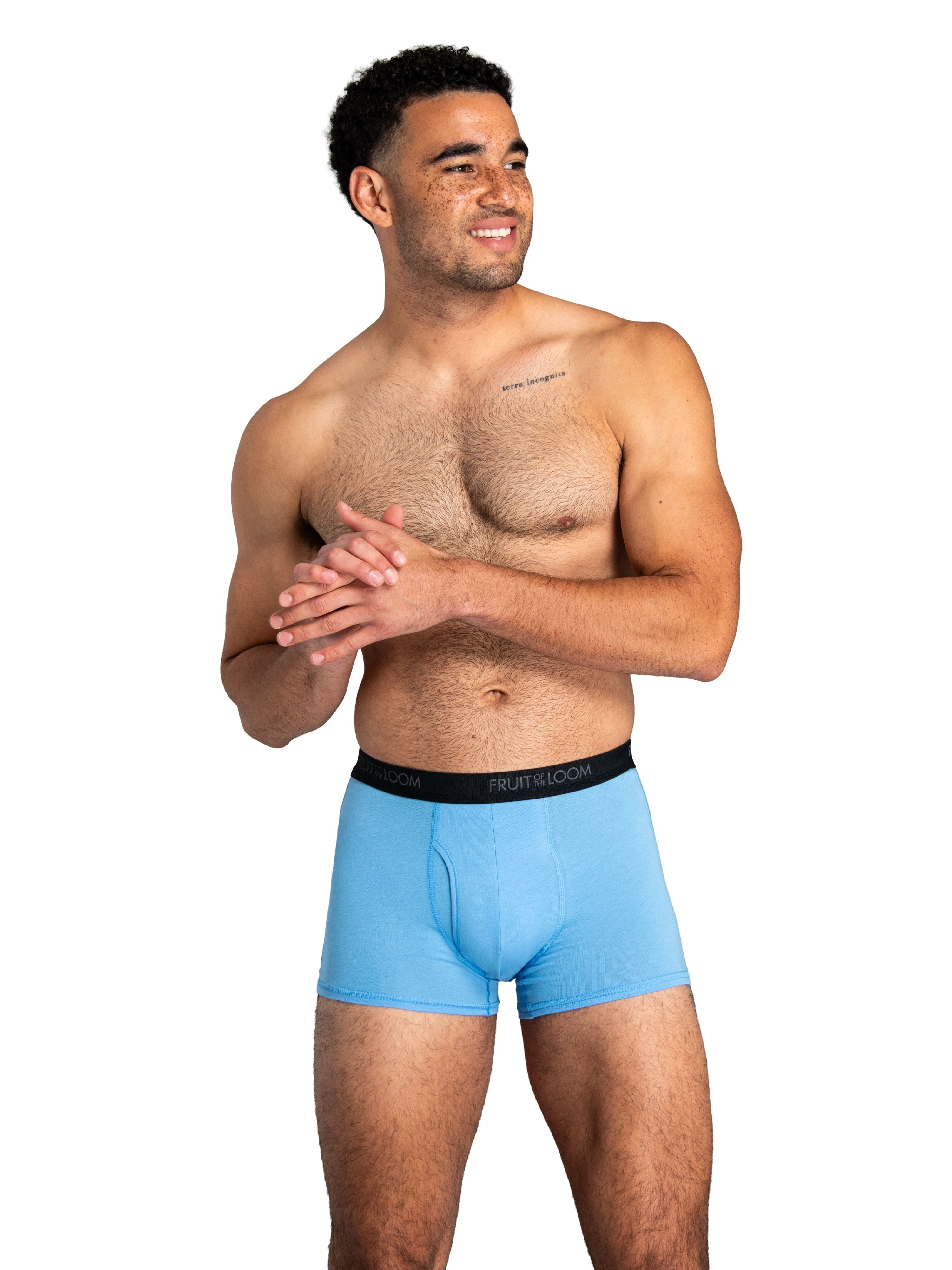 Fruit of the Loom Men's Cotton Stretch Trunk, Short Leg Boxer Brief Underwear, 6-Pack