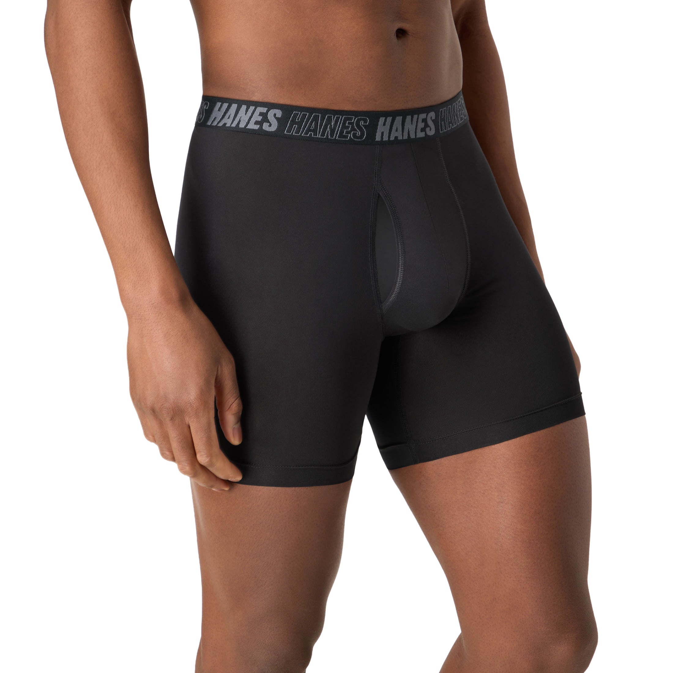 Hanes Mens Underwear Long Leg Boxer Briefs, 3-Pack, Moves Anti-Chafe with Total Support Pouch