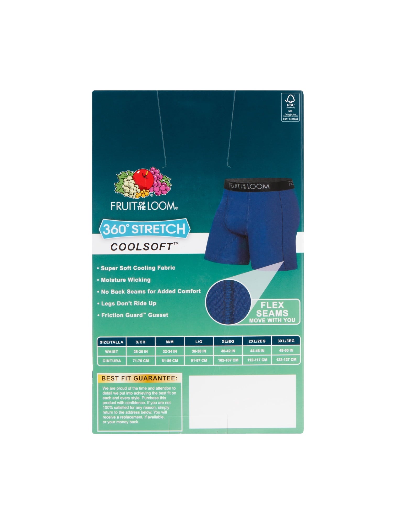 Fruit of the Loom Men's 360 Stretch Performance Cooling Channels Boxer Briefs, 6-Pack