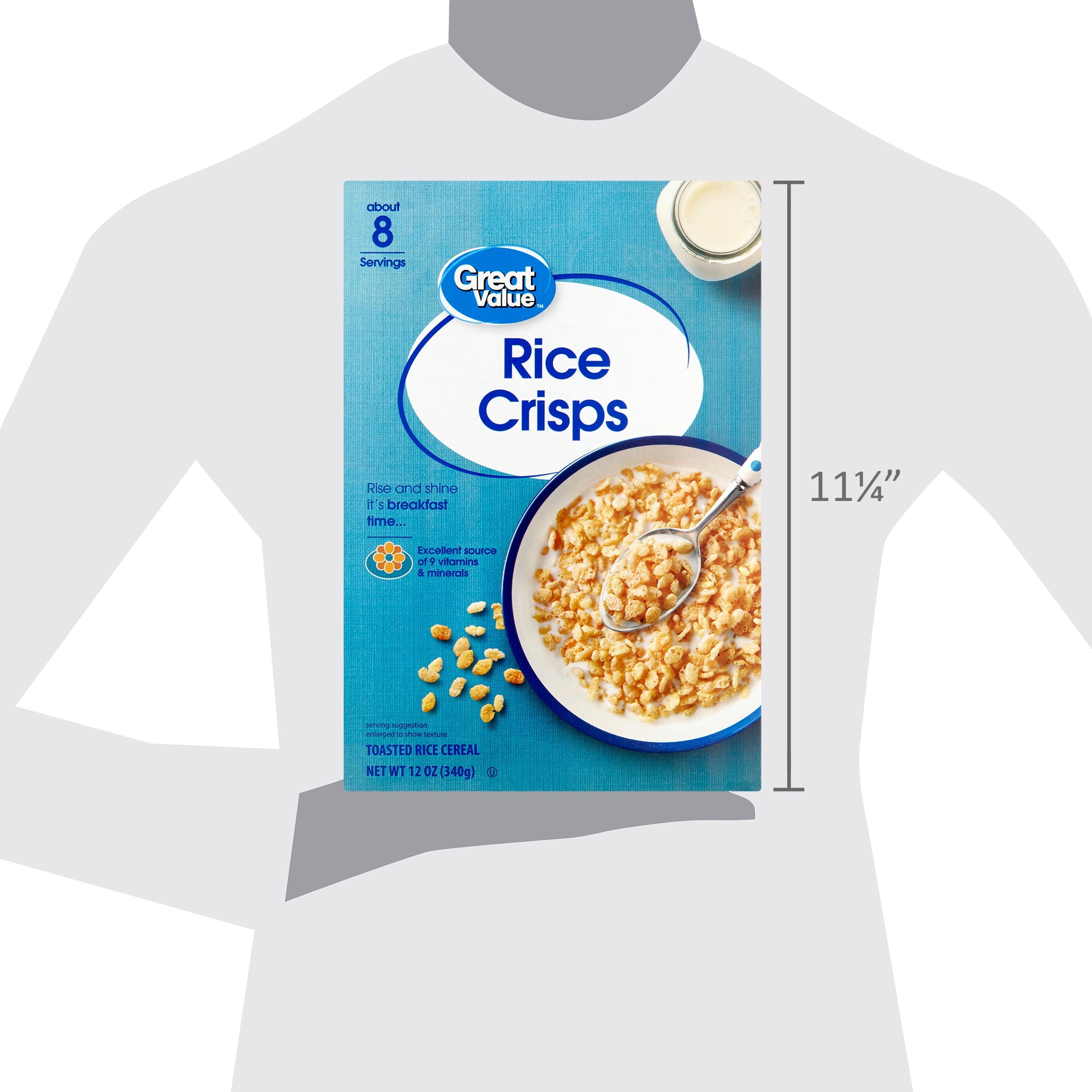 Great Value Toasted Rice Crisps Breakfast Cereal, 12 oz